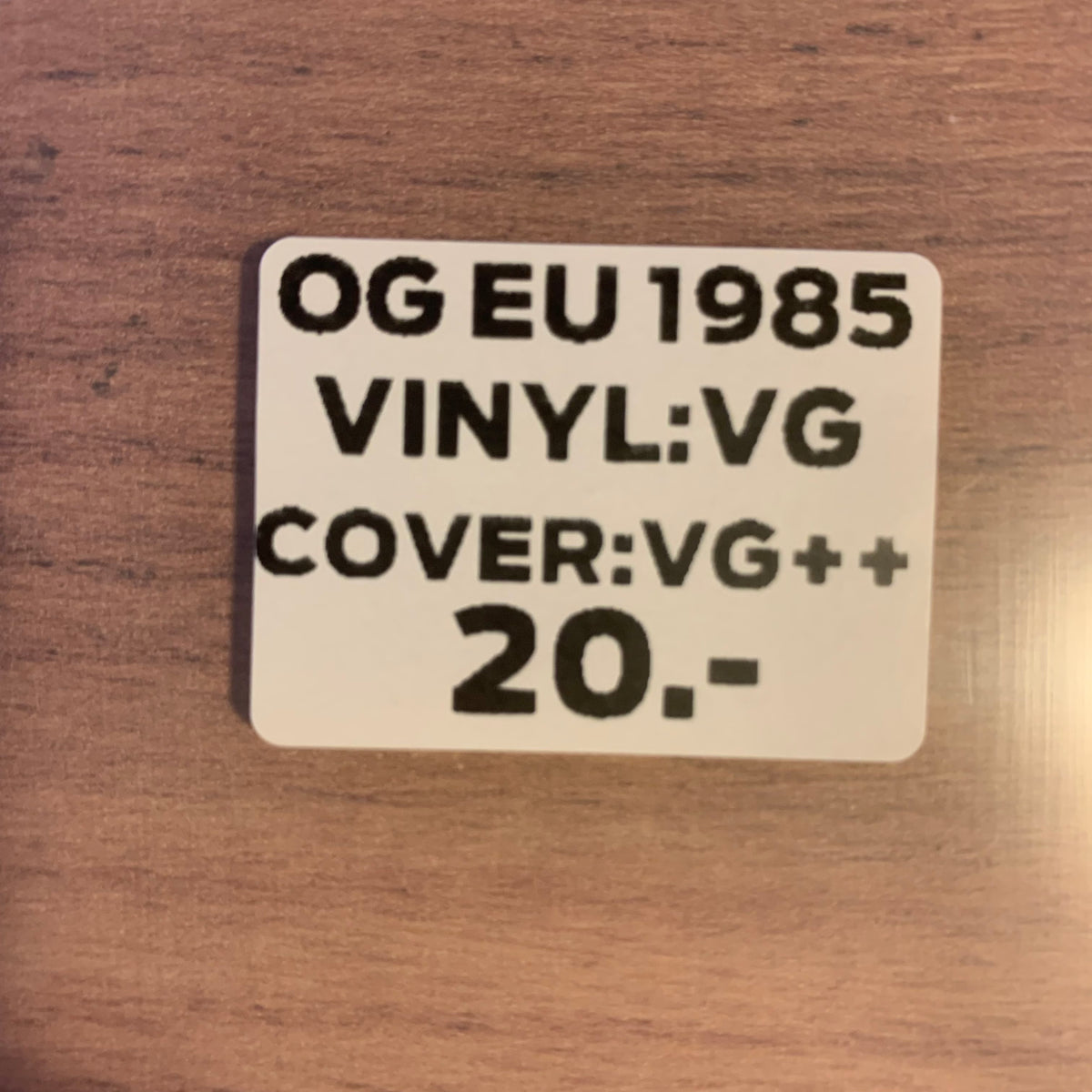 Étiquette OG EU 1985 VG/VG++ 20 CHF