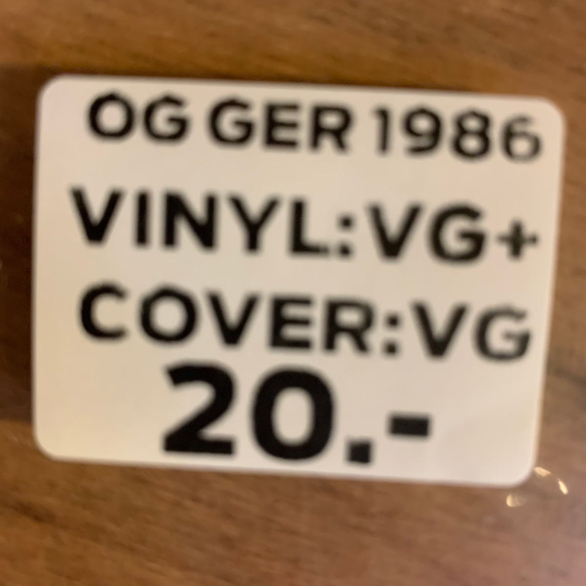Étiquette OG GER 1986 VG+/VG 20 CHF