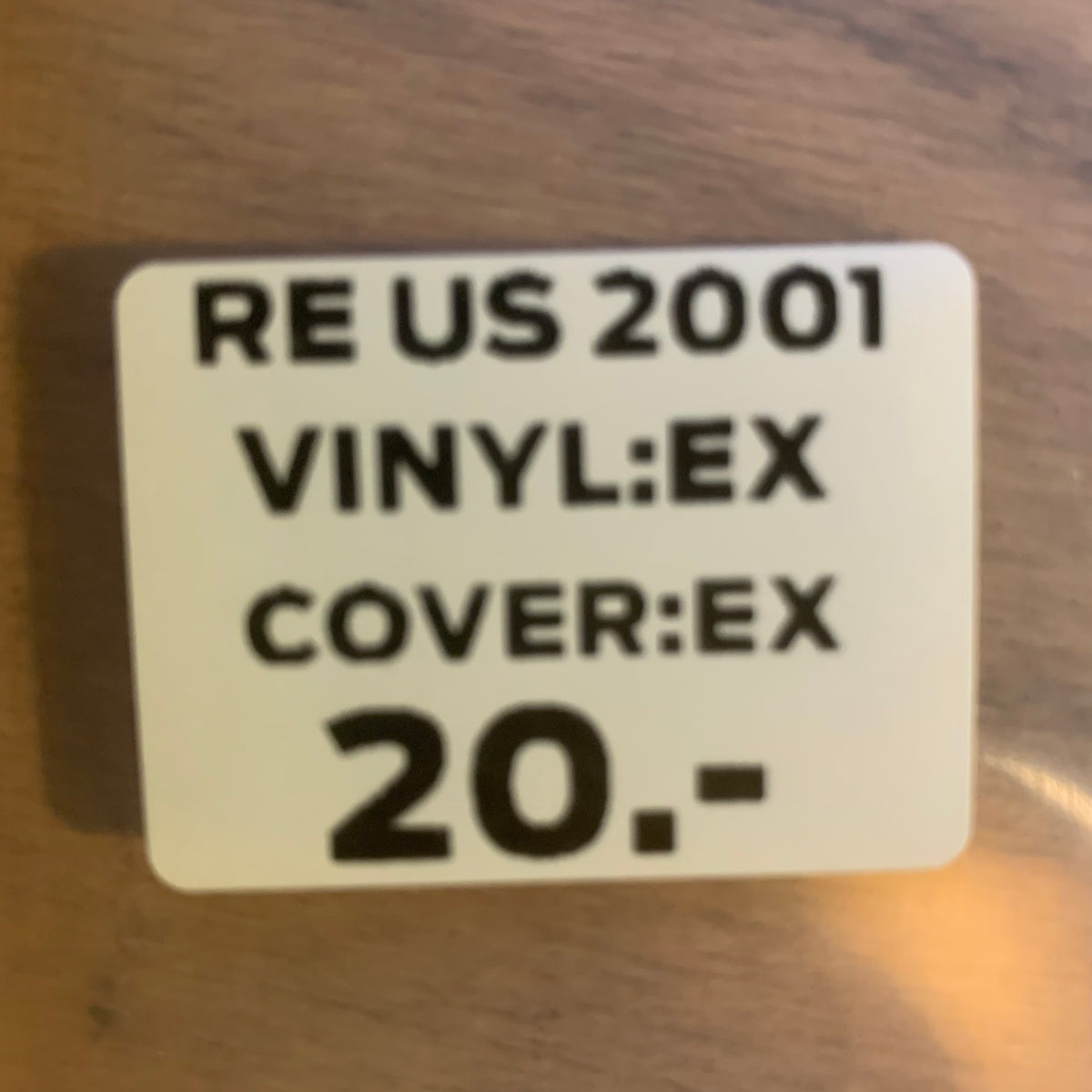 Étiquette RE US 2001 EX/EX 20 CHF