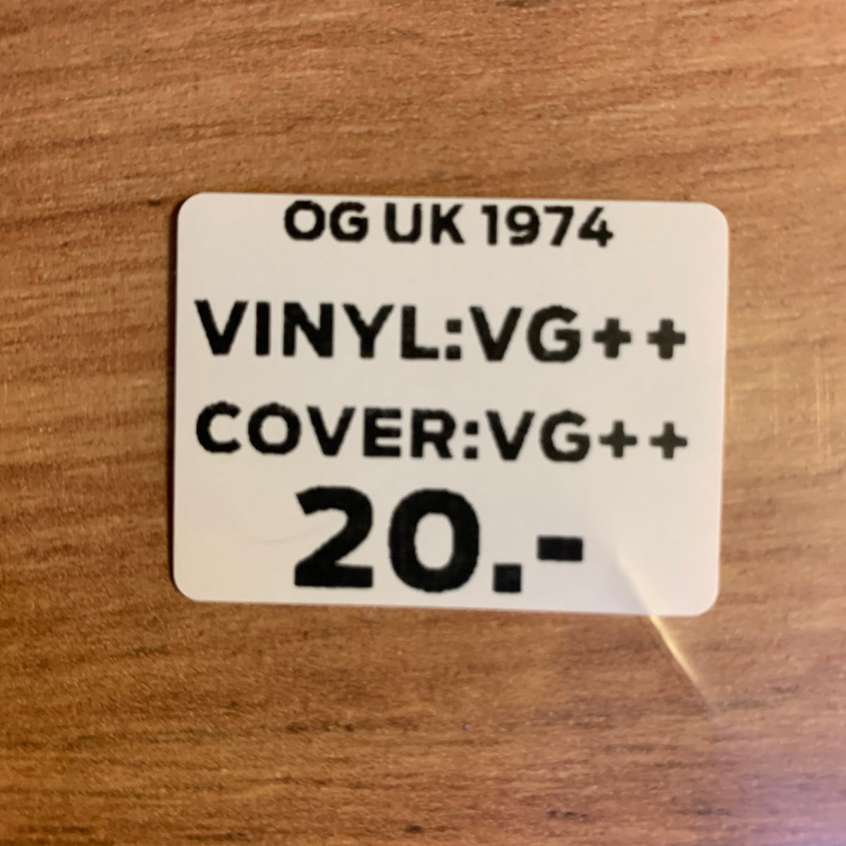 Étiquette OG UK 1974, disque VG++, pochette VG++, 20 CHF