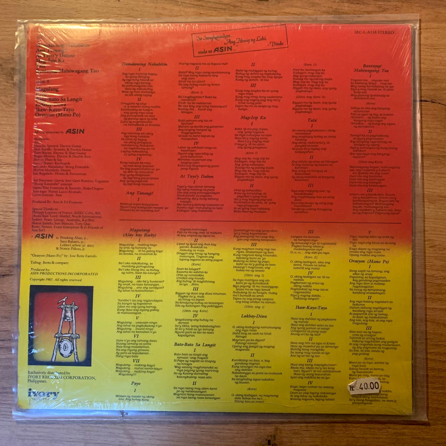 Asin – Himig ng Lahi...OG PHI 1983...VG++/VG+