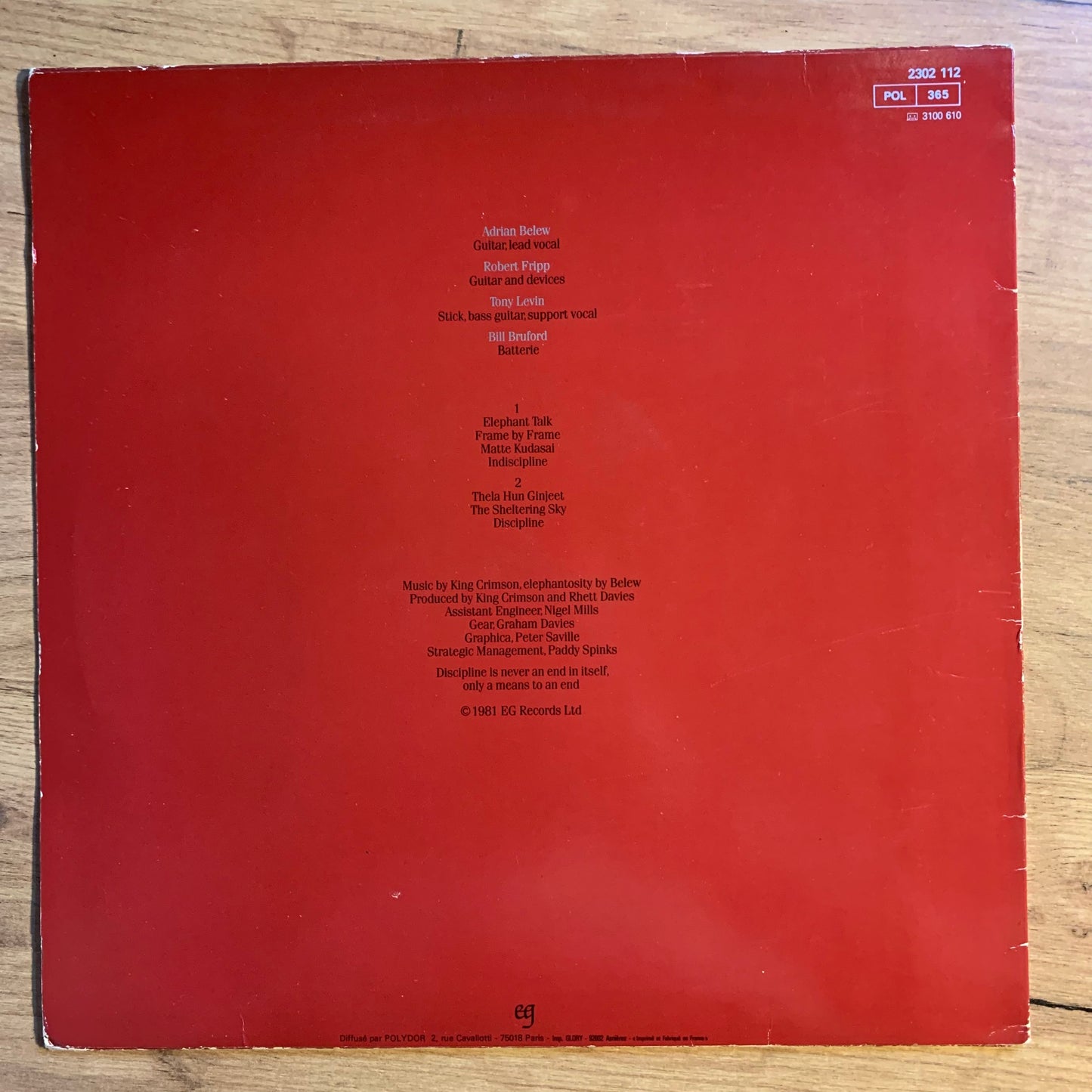 KING CRIMSON - DISCIPLINE...OG FR 1981...VG+/VG+