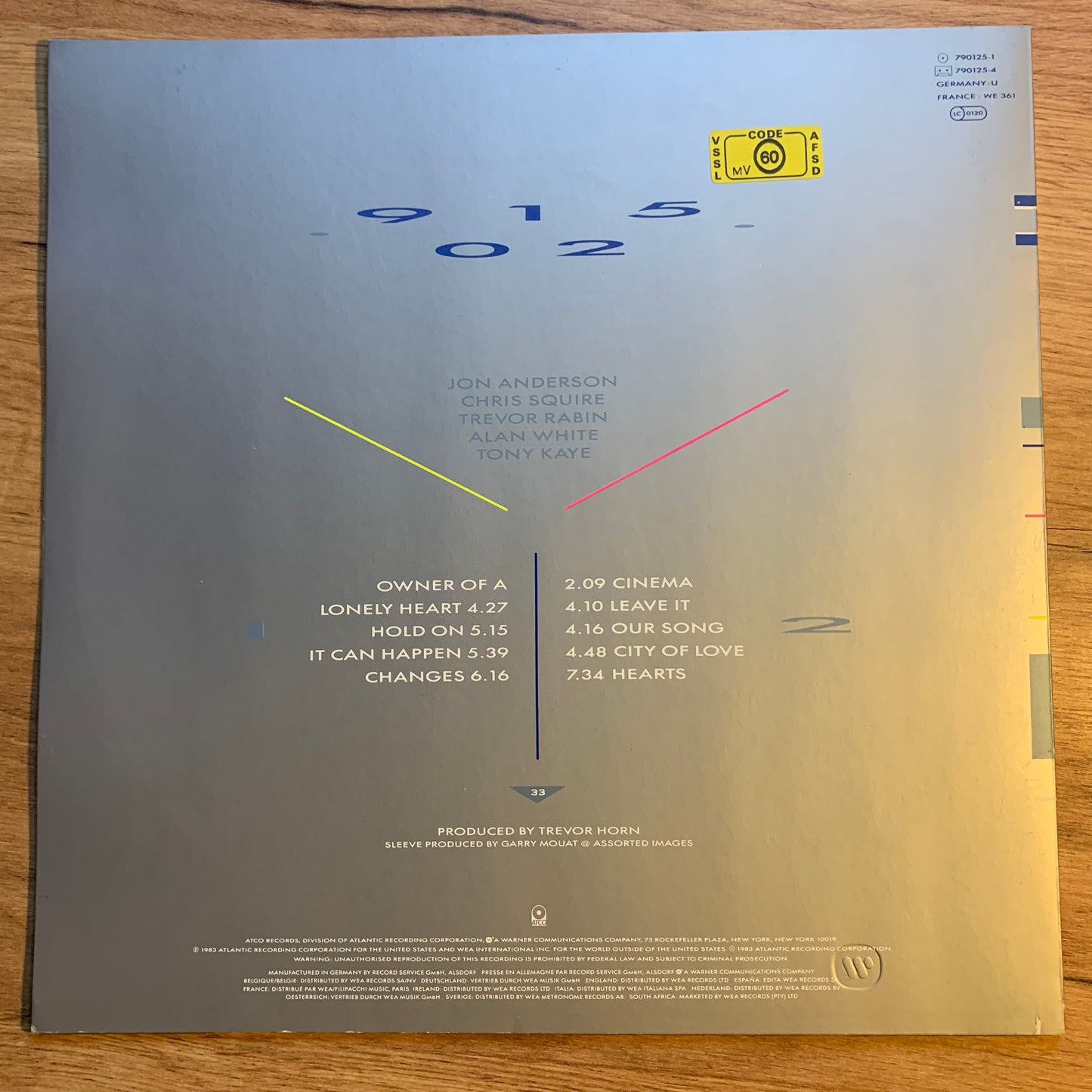 YES - 90125...OG GER 1983...VG+/VG+