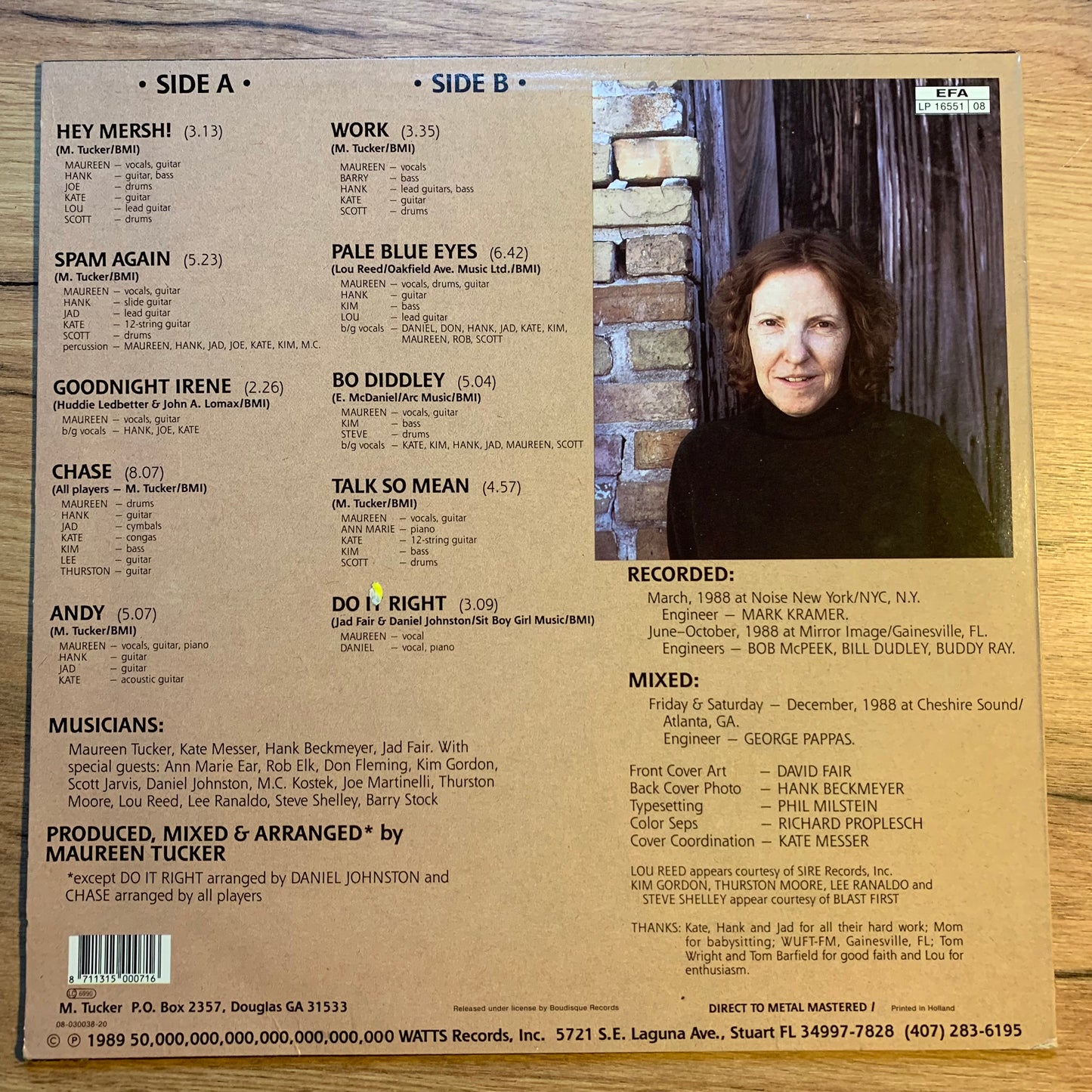 MAUREEN TUCKER - LIFE IN EXILE ...OG NL 1989...EX/EX