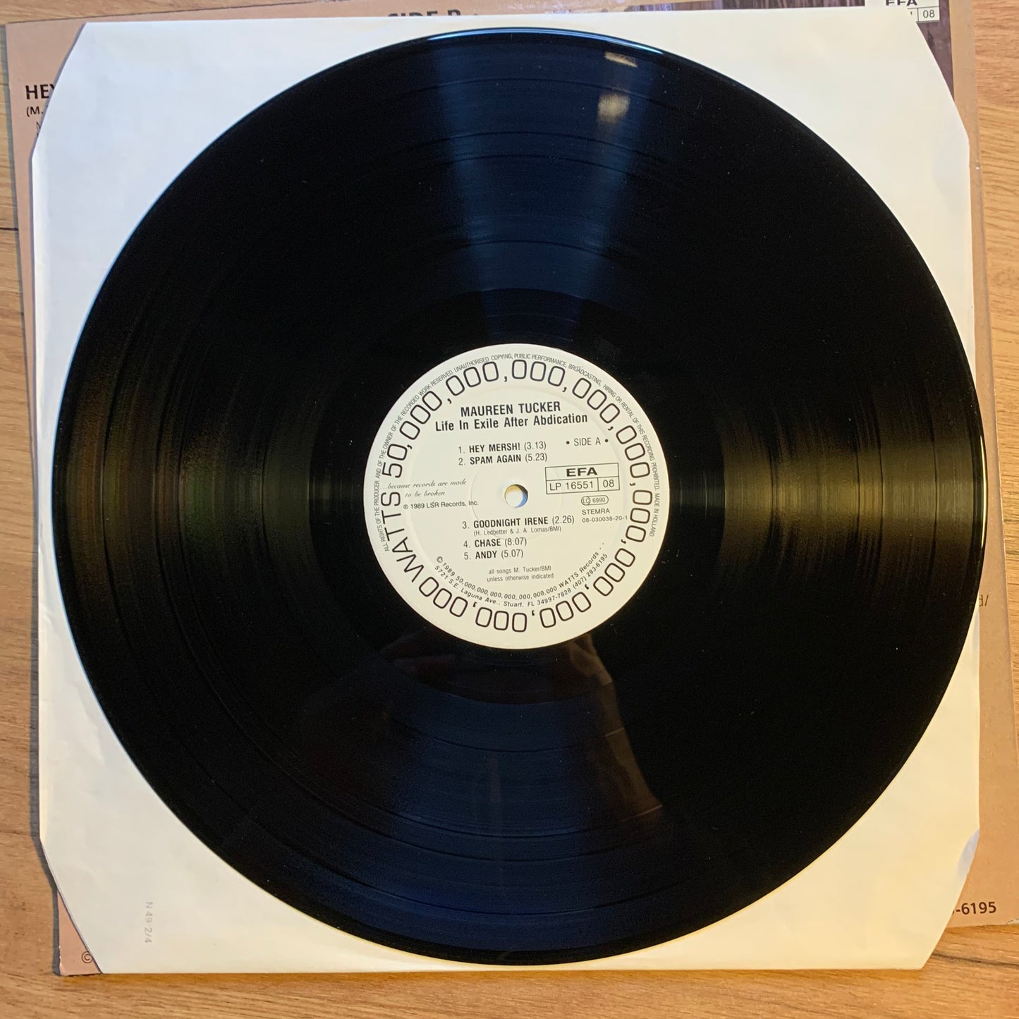 MAUREEN TUCKER - LIFE IN EXILE ...OG NL 1989...EX/EX