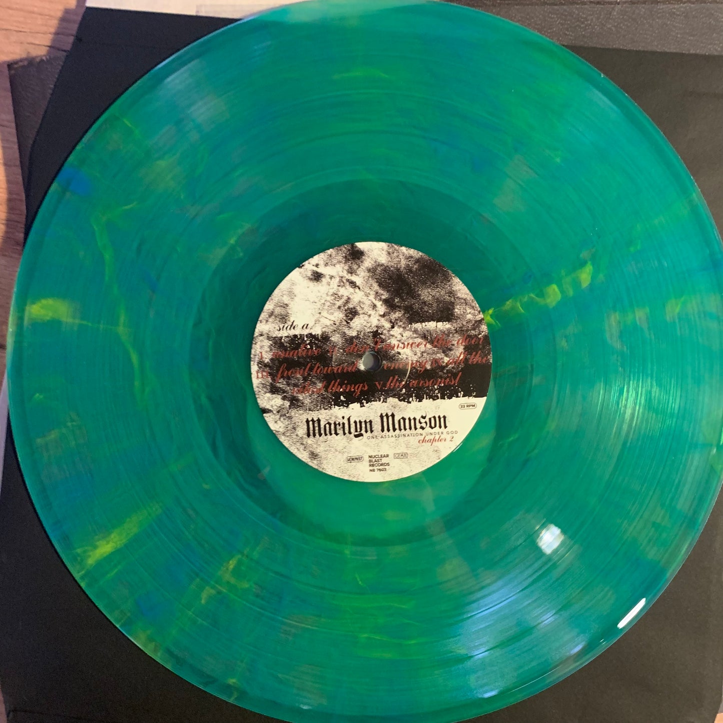 Sticker Green and Blue Marble Vinyl detail - Marilyn Manson One Assassination Under God Chapter 2