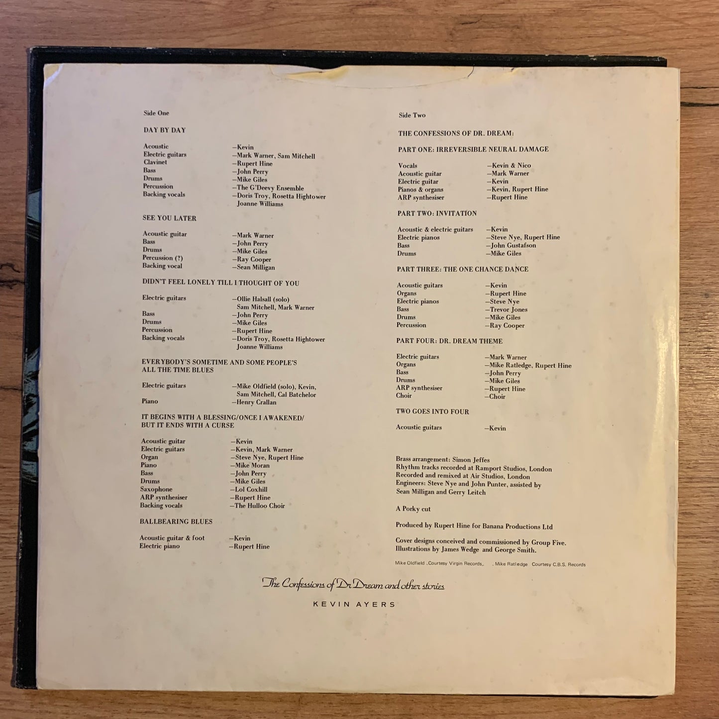 Insert intérieur - Kevin Ayers - The Confessions of Dr. Dream