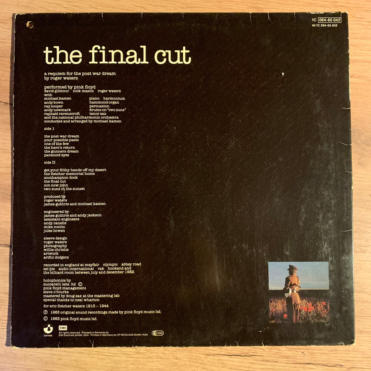 Pink Floyd - The Final Cut, pochette verso