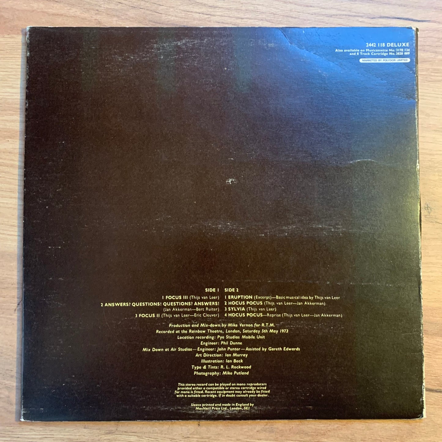 FOCUS - FOCUS AT THE RAINBOW...LP UK 1973...VG/VG+