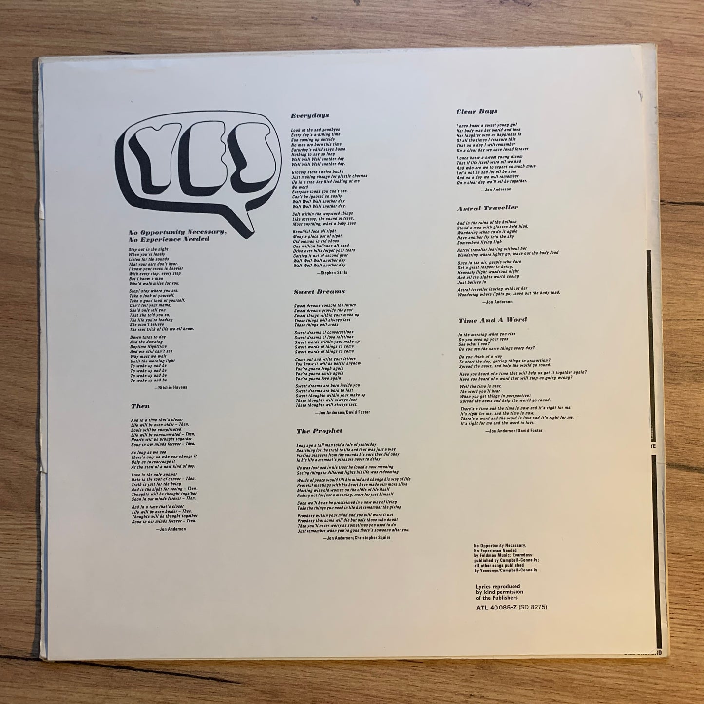 YES - TIME AND A WORD...RE GER...VG++/VG+