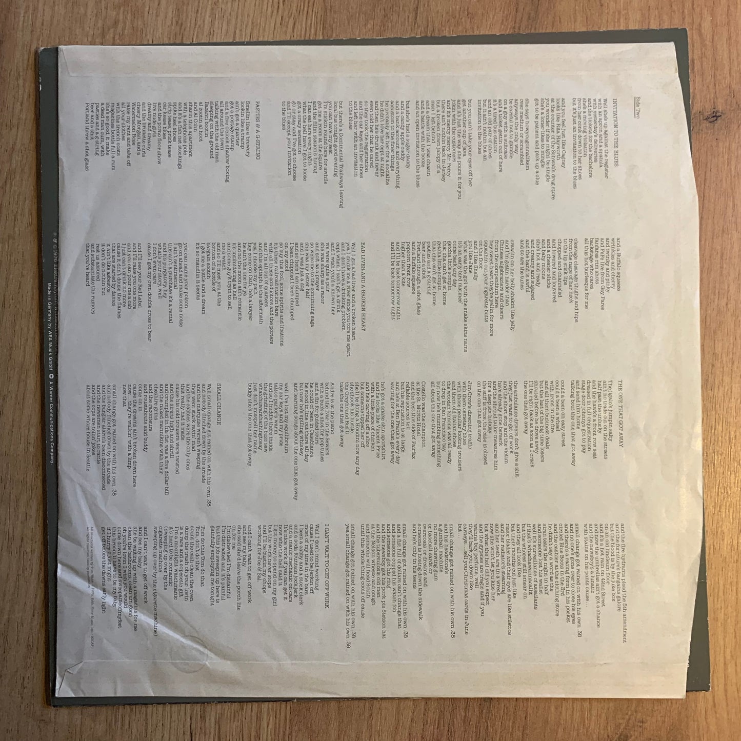 TOM WAITS - SMALL CHANGE...RE GER 1976...VG/EX