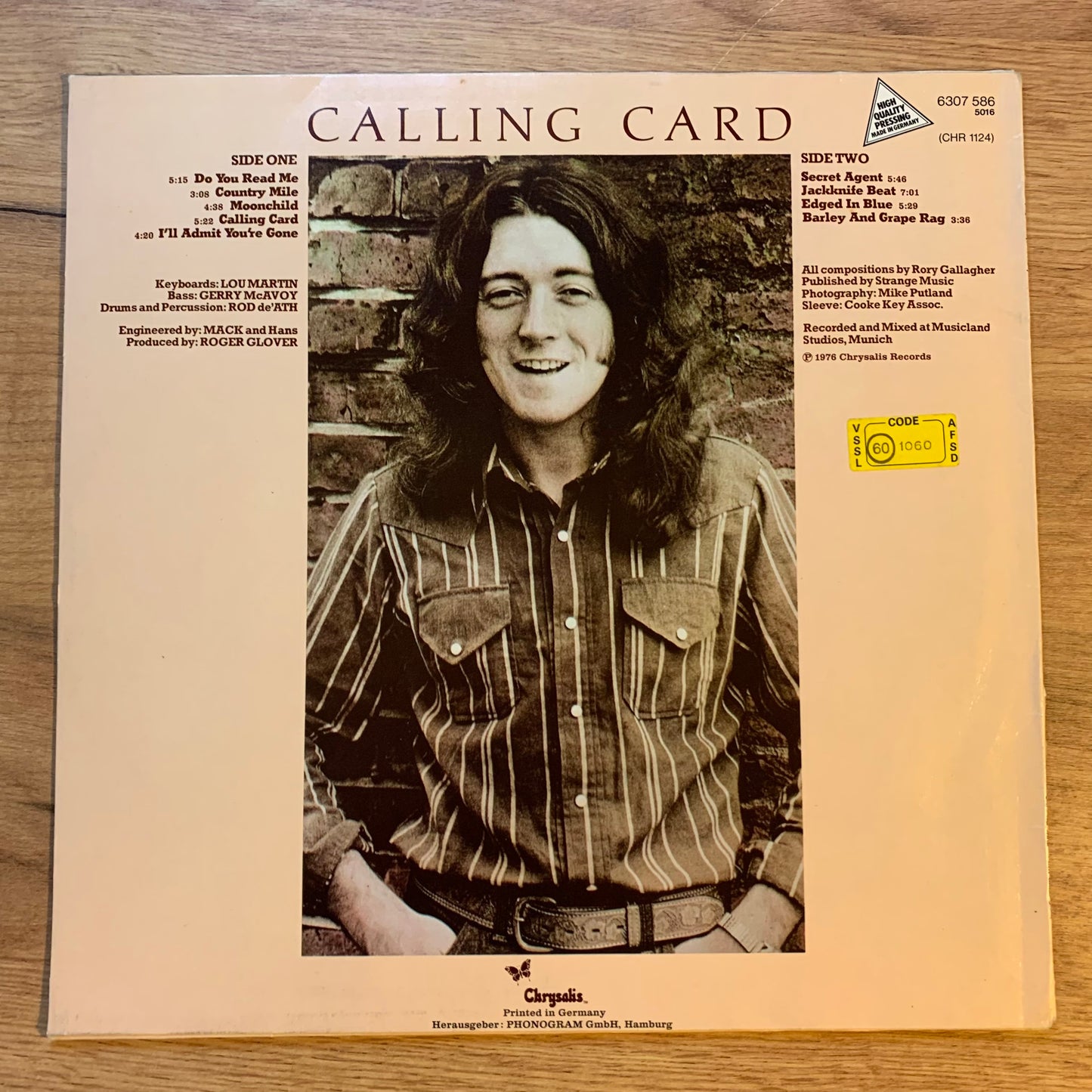 RORY GALLAGHER - CALLING CARD...OG GER 1976...VG++/VG+