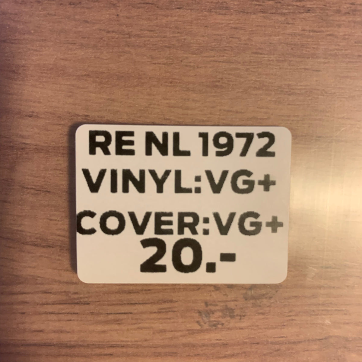 Étiquette RE NL 1972 VG+/VG+ 20 CHF
