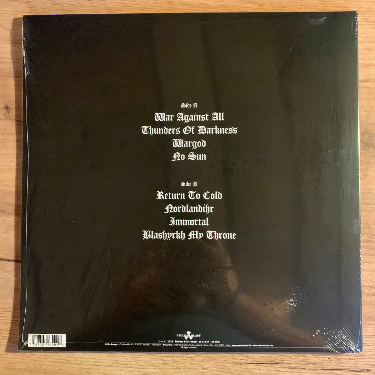 Immortal - pochette LP verso sous blister