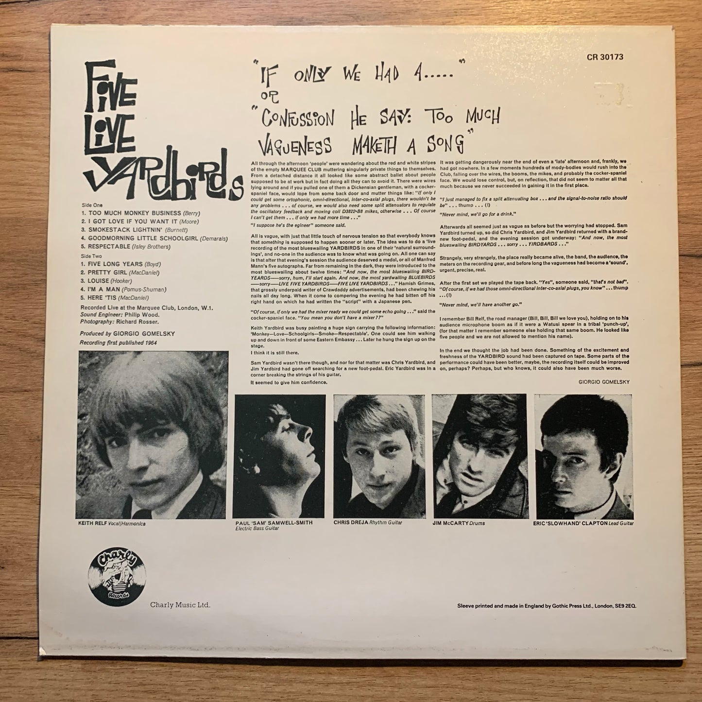 THE YARDBIRDS - FIVE LIVE YARDBIRDS...OG UK 1979...VG+/VG+