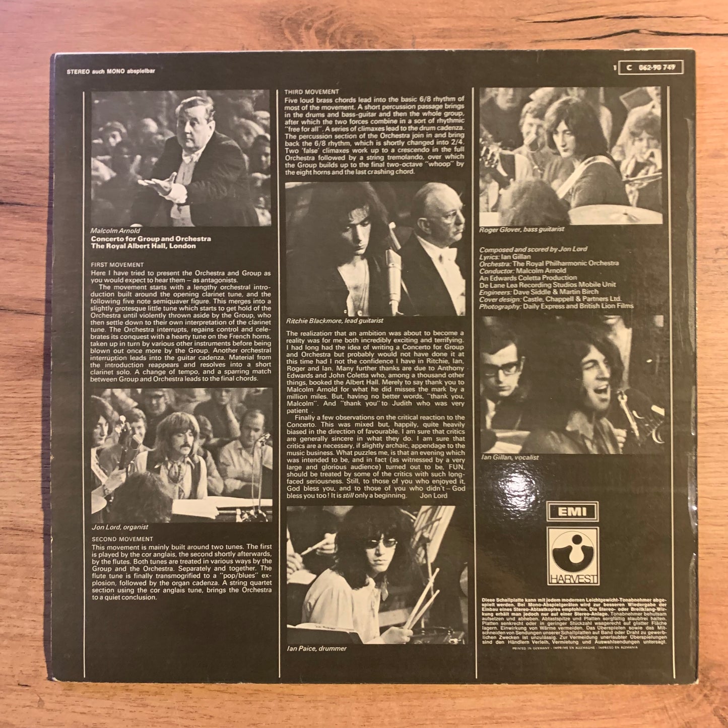 Deep Purple - Concerto for Group and Orchestra - Disque (Harvest label jaune)