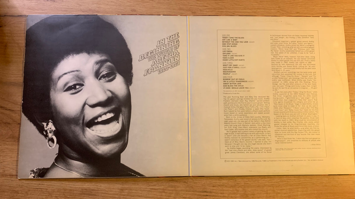 Aretha Franklin In the Beginning : intérieur gatefold