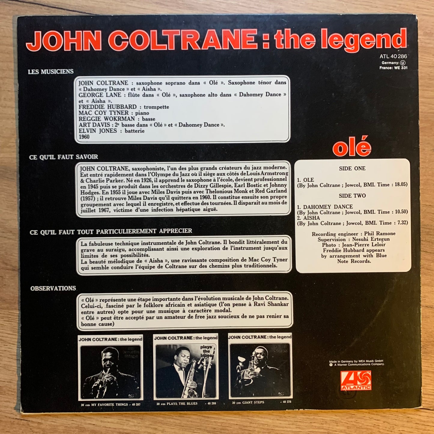 JOHN COLTRANE - OLÉ COLTRANE (THE LEGEND)...RE GER 1980...EX/VG+