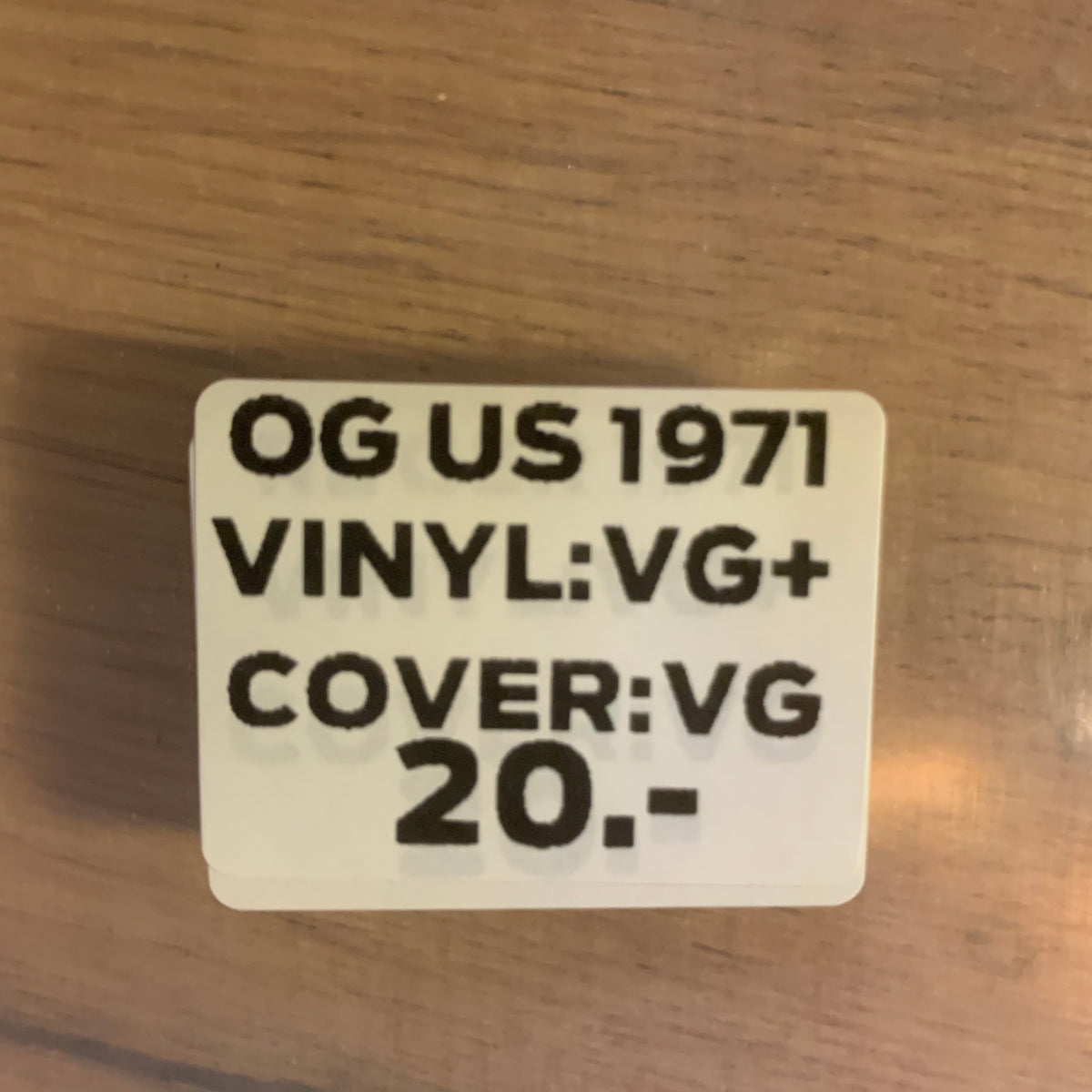 Étiquette OG US 1971 VG+/VG 20 CHF