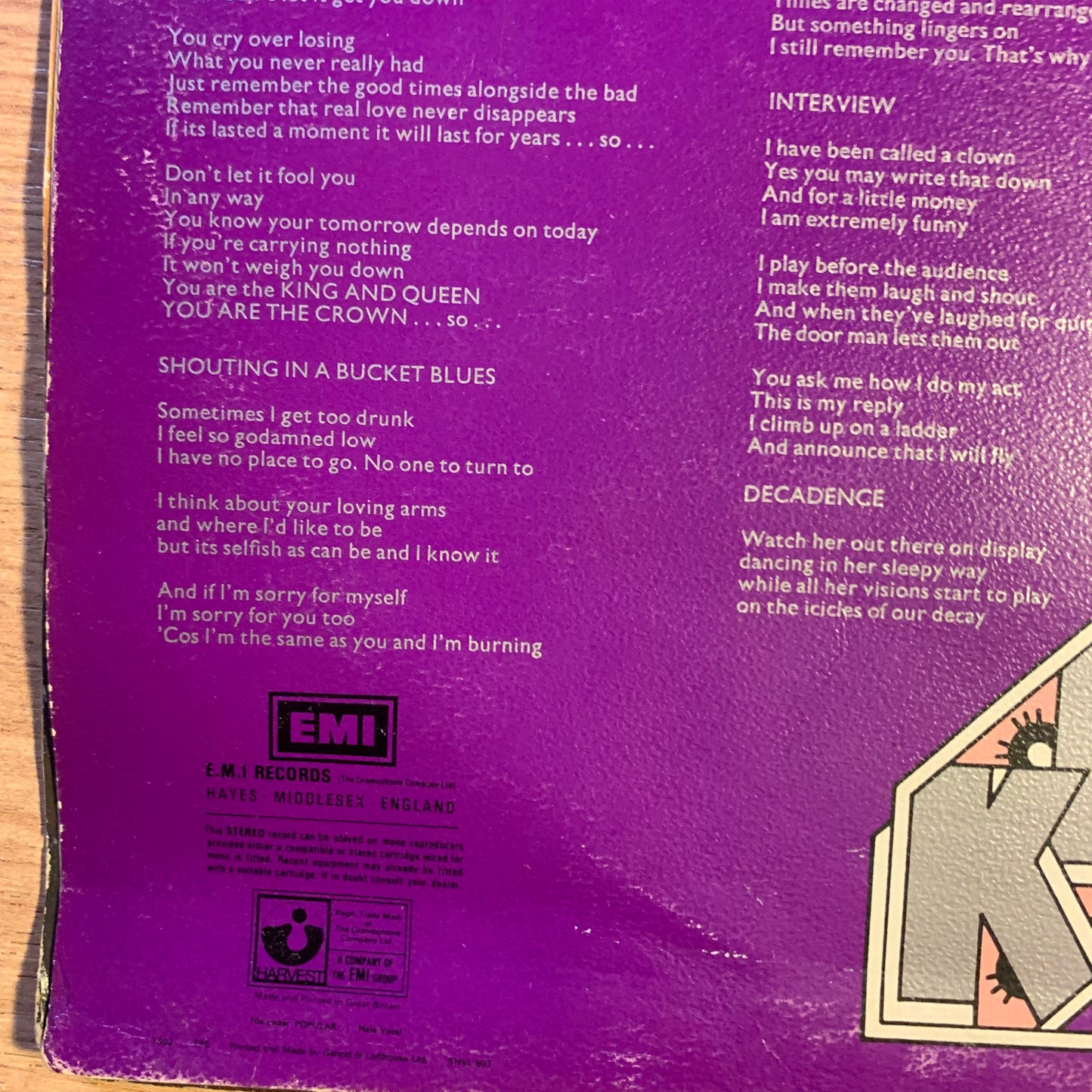 Insert / gatefold intérieur - Kevin Ayers - Bananamour