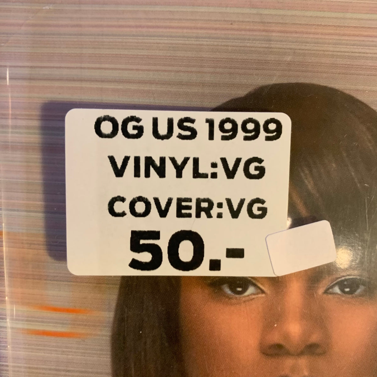 Étiquette indiquant OG US 1999, vinyle VG, pochette VG, prix 50 francs