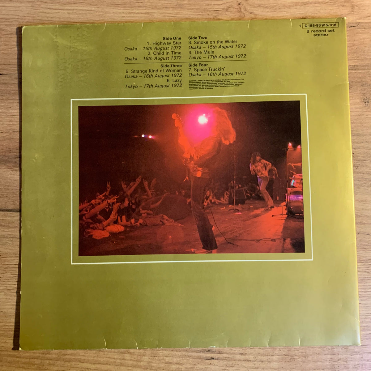 Deep Purple Made in Japan, pochette verso