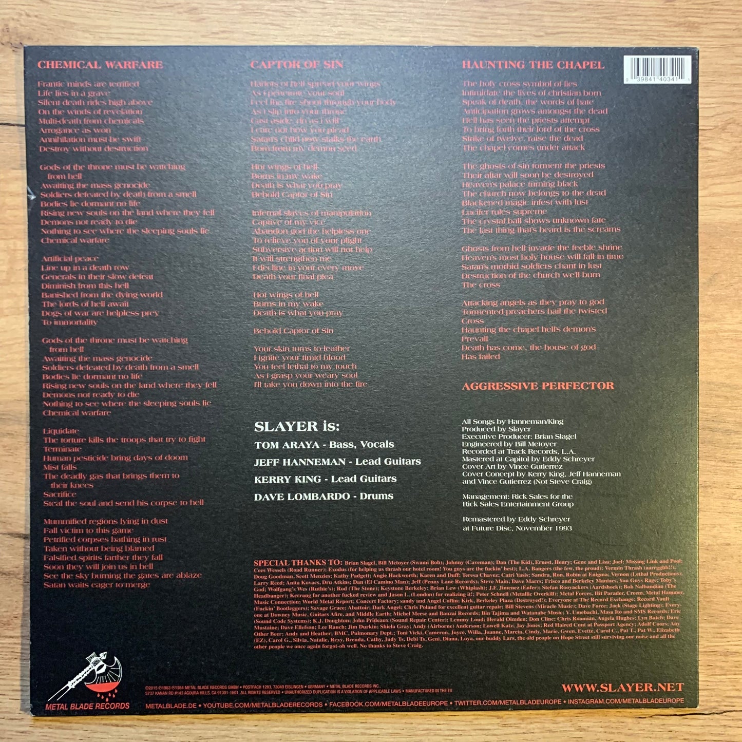 SLAYER - HAUNTING THE CHAPEL...RE GER 2016...VG+/EX