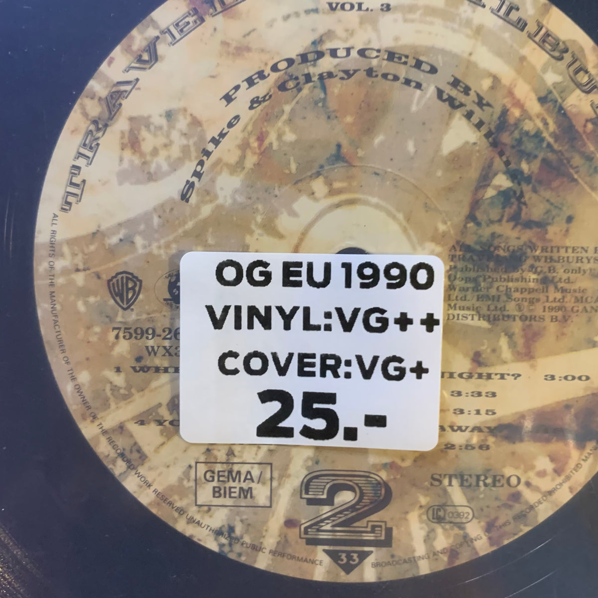 Traveling Wilburys Vol. 3 : étiquette état et prix