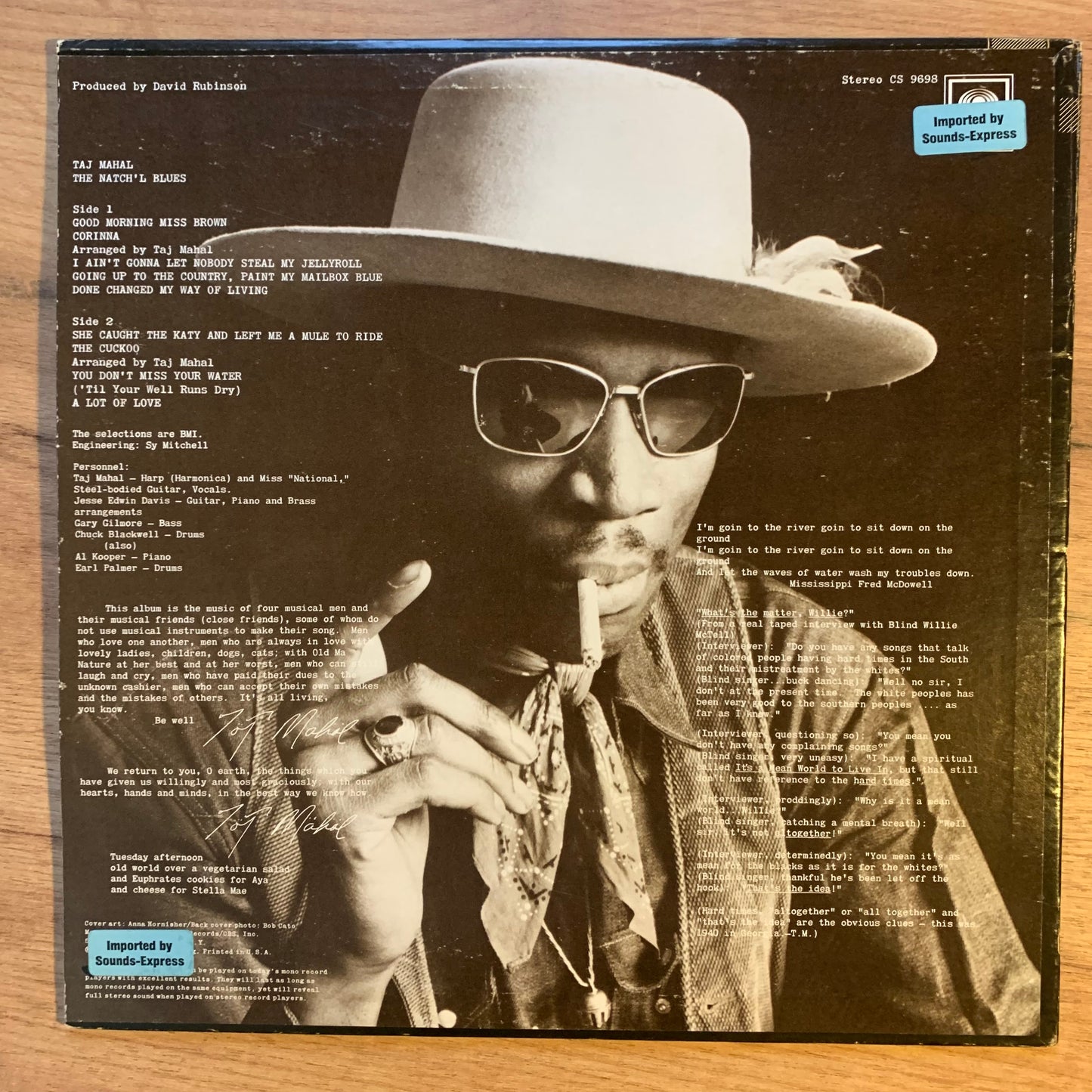 TAJ MAHAL - THE NATCH'L BLUES...RE UK 2010...VG+/VG+