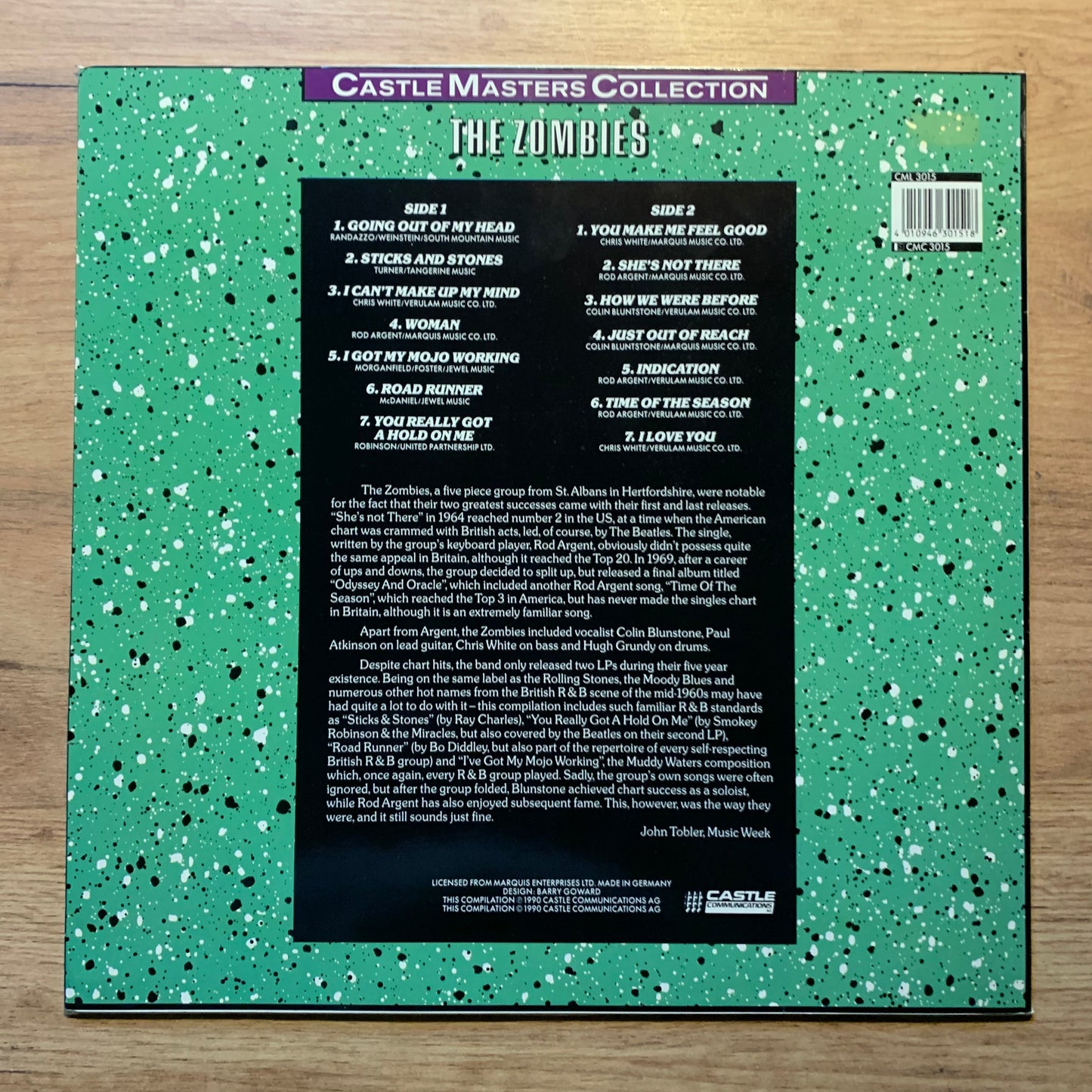 THE ZOMBIES - CASTLE MASTERS COLLECTION...COMPIL GER 1990...VG+/VG+