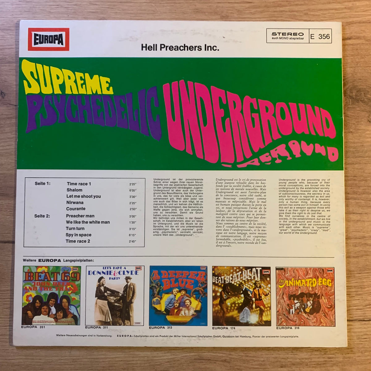 Hell Preachers Inc. Supreme Psychedelic Underground : pochette verso