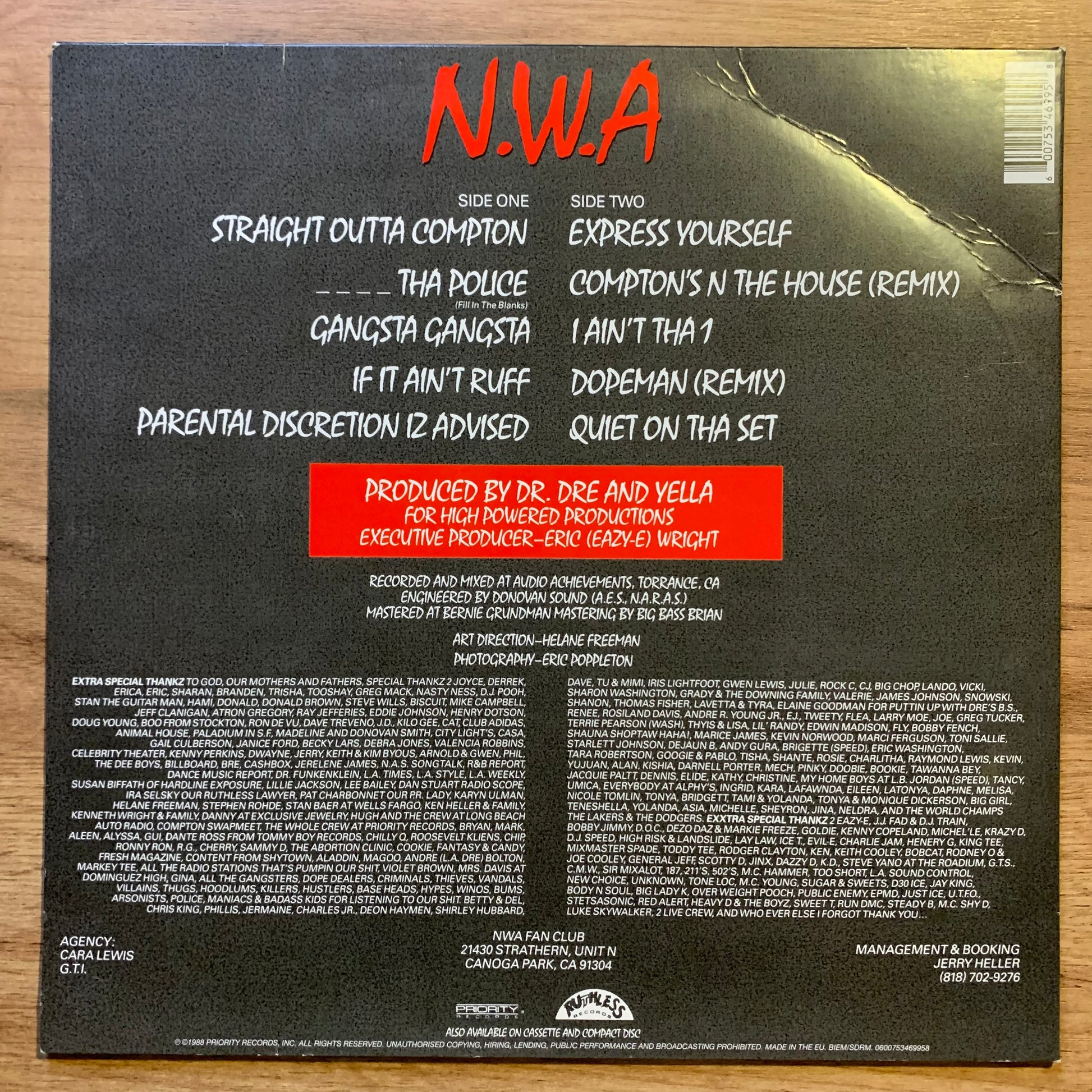 N.W.A - Straight Outta Compton - Verso pochette