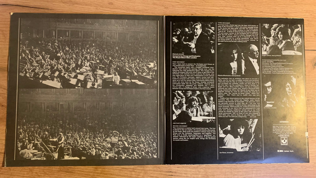 Deep Purple Concerto, intérieur de la pochette ouvrante