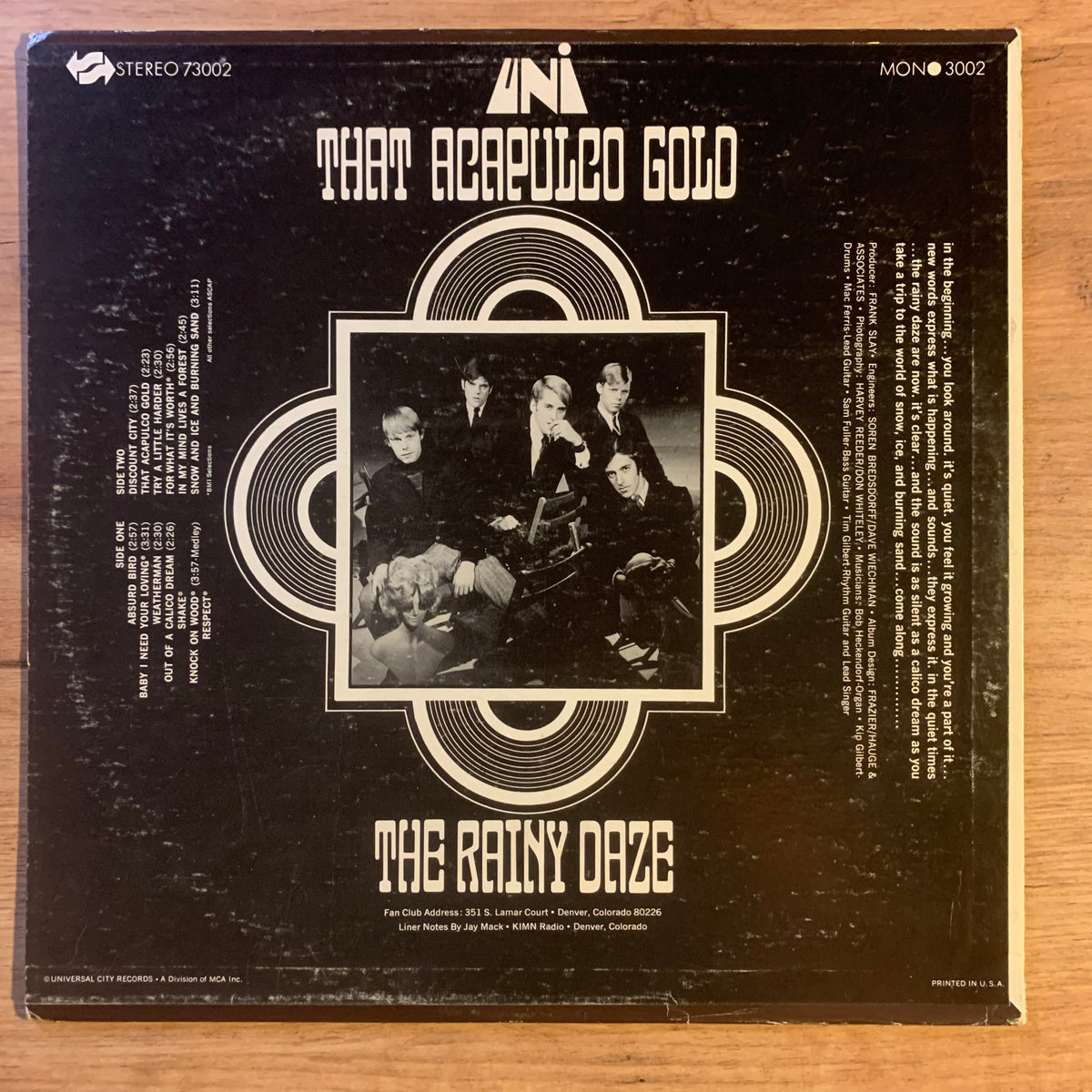 The Rainy Daze That Acapulco Gold verso
