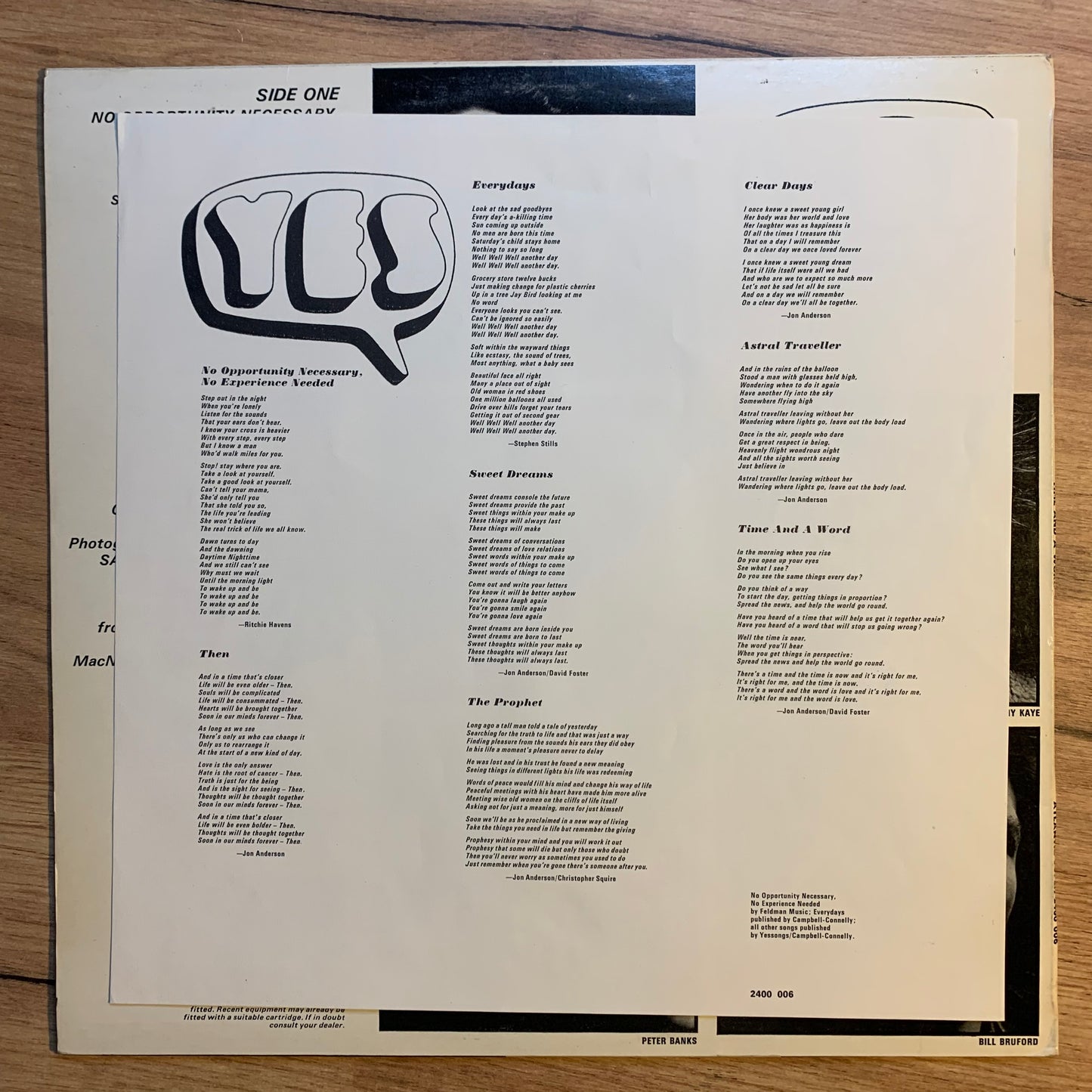 YES - TIME AND A WORD...OG UK 1970...EX/VG+