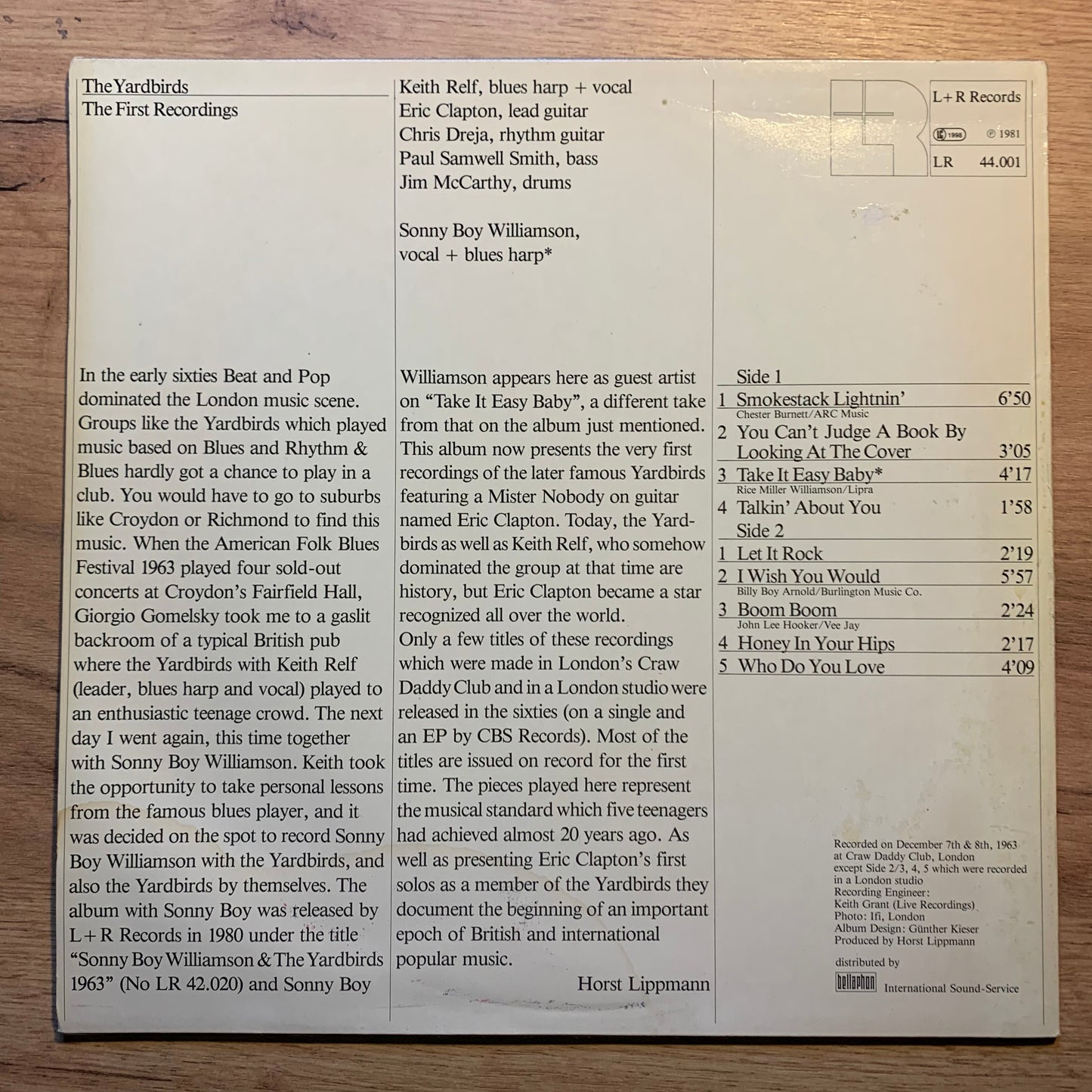 THE YARDBIRDS - LONDON 1963..OG GER 1981...VG+/VG+