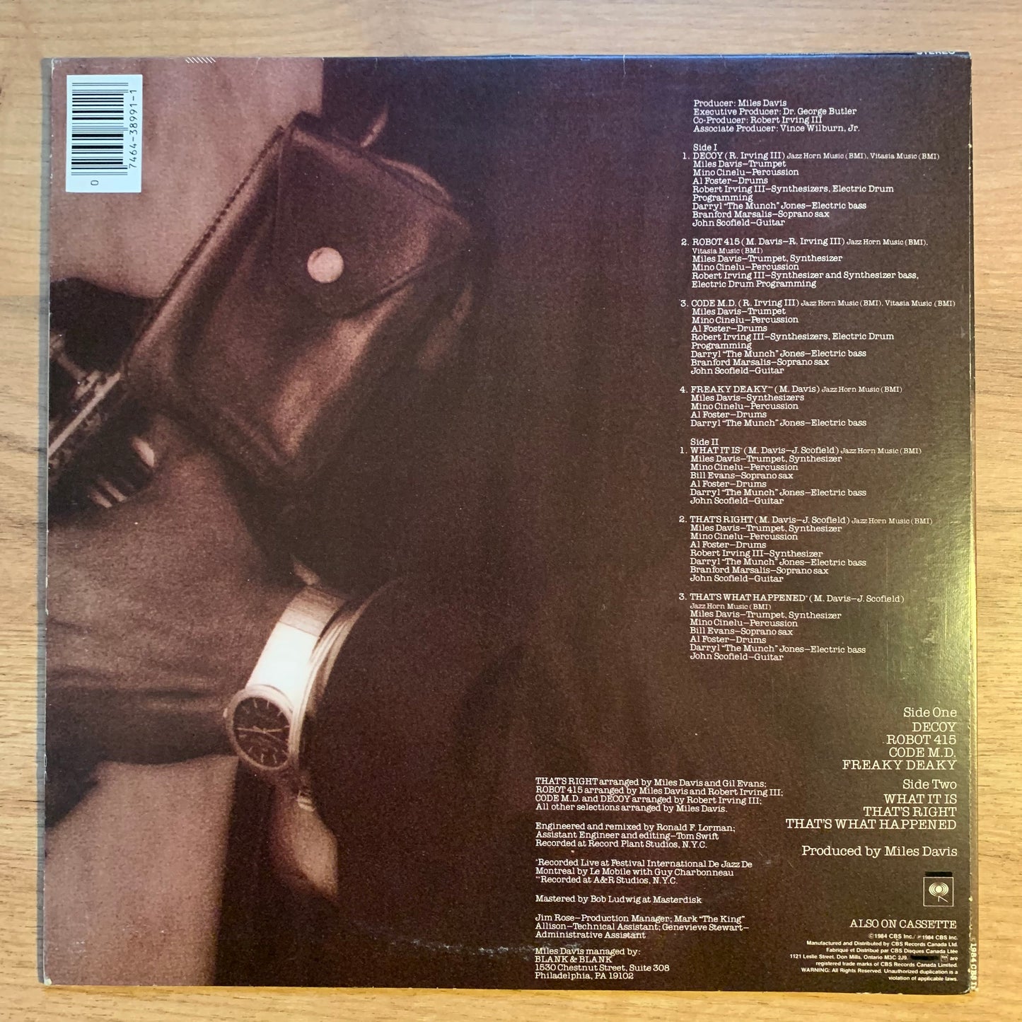 MILES DAVIS - DECOY...OG CAN 1984...VG+/VG+