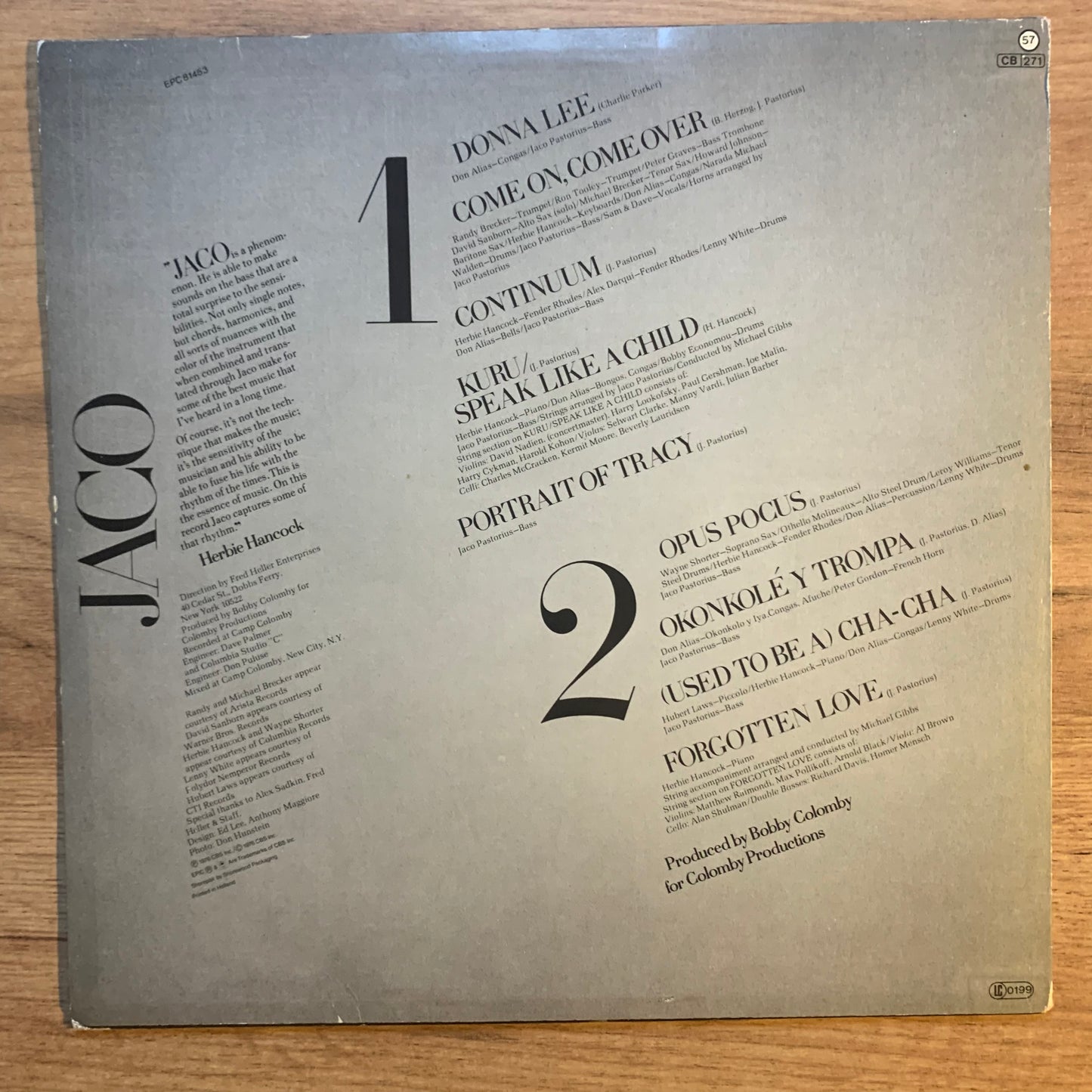 JACO PASTORIUS - JACO PASTORIUS...RE EU 1978...VG/VG+