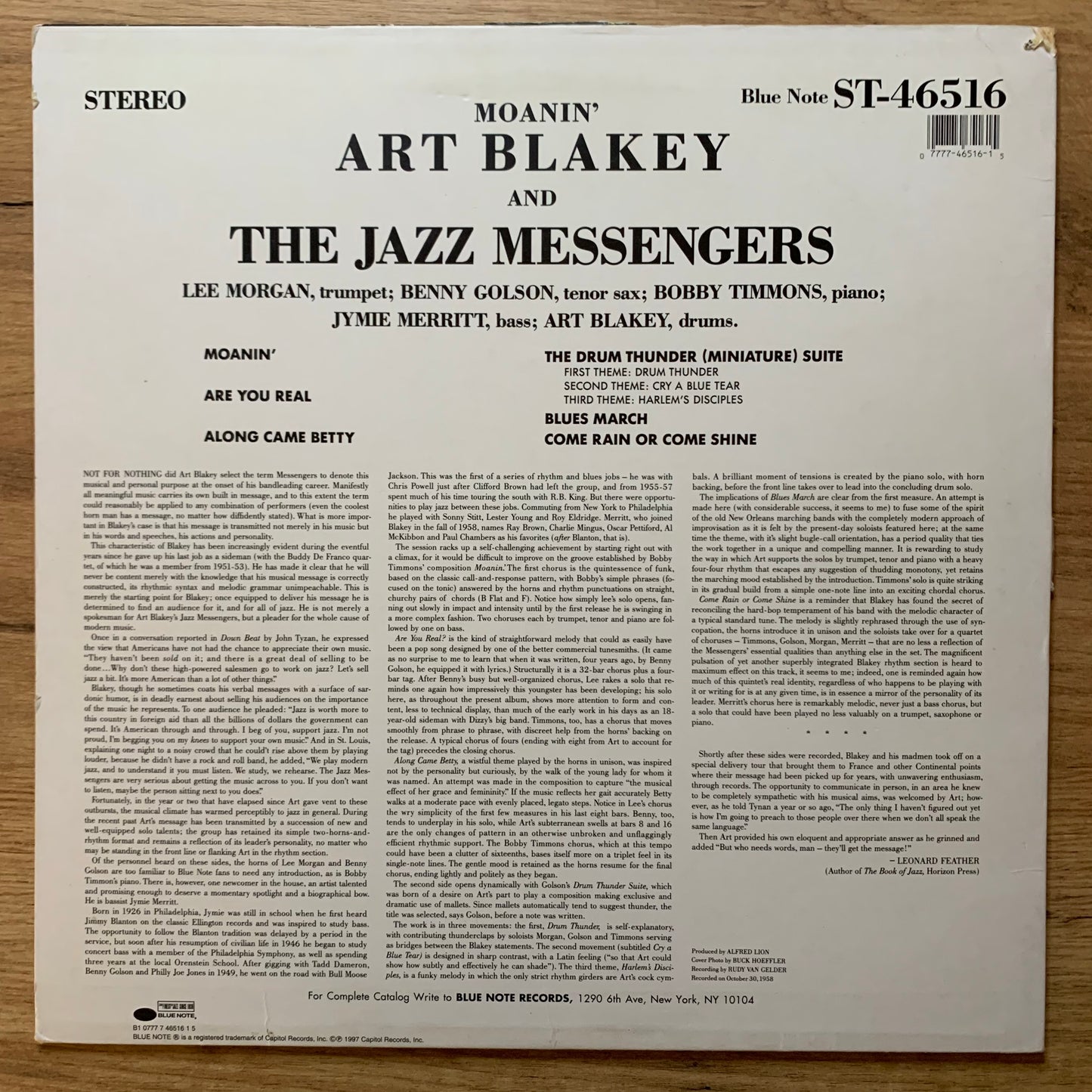 ART BLAKEY AND THE JAZZ MESSENGERS - MOANIN'...RE UK 1997...VG+/VG+