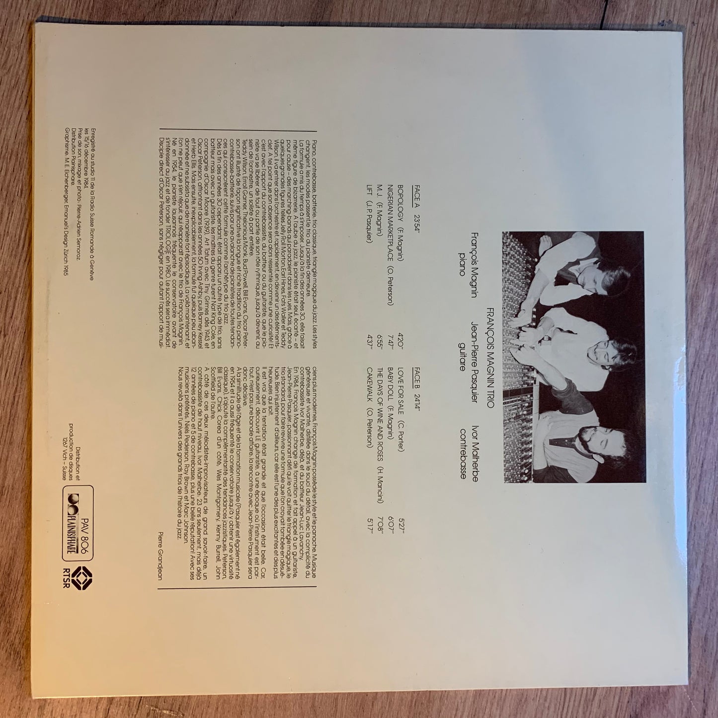 FRANÇOIS MAGNIN TRIO - M.J....OG SUI 1985...EX/VG+