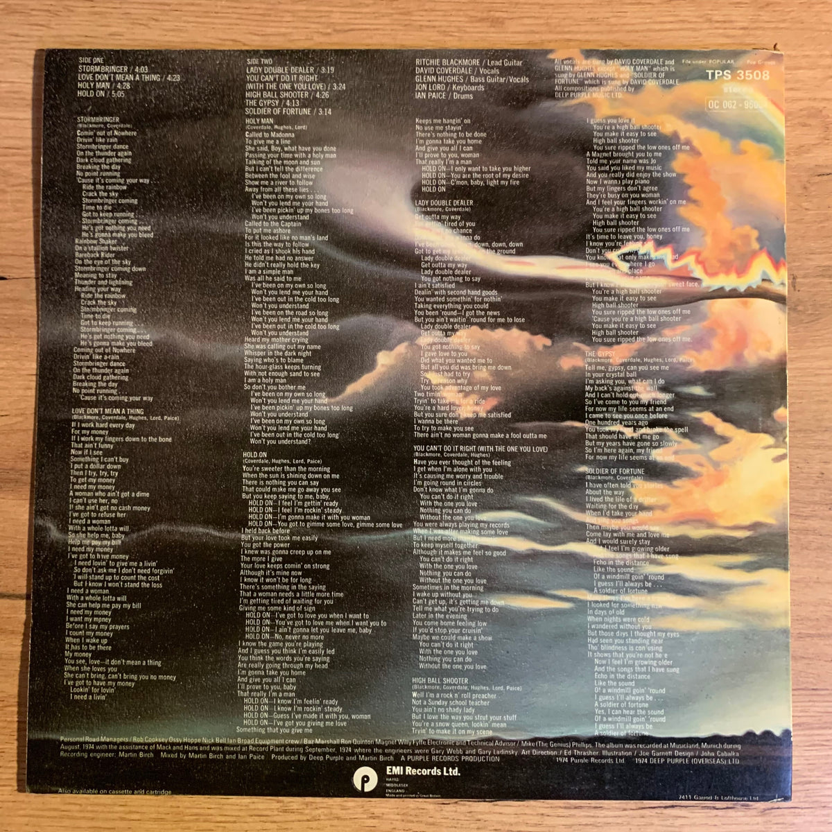 Deep Purple Stormbringer, pochette verso