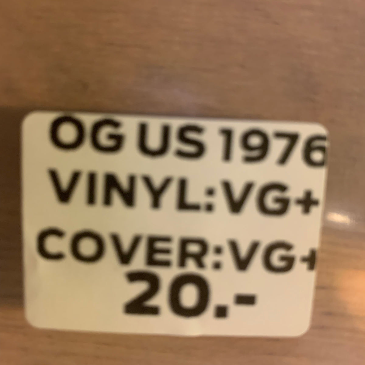 Étiquette état : OG US 1976, disque VG+, pochette VG+, 20 CHF