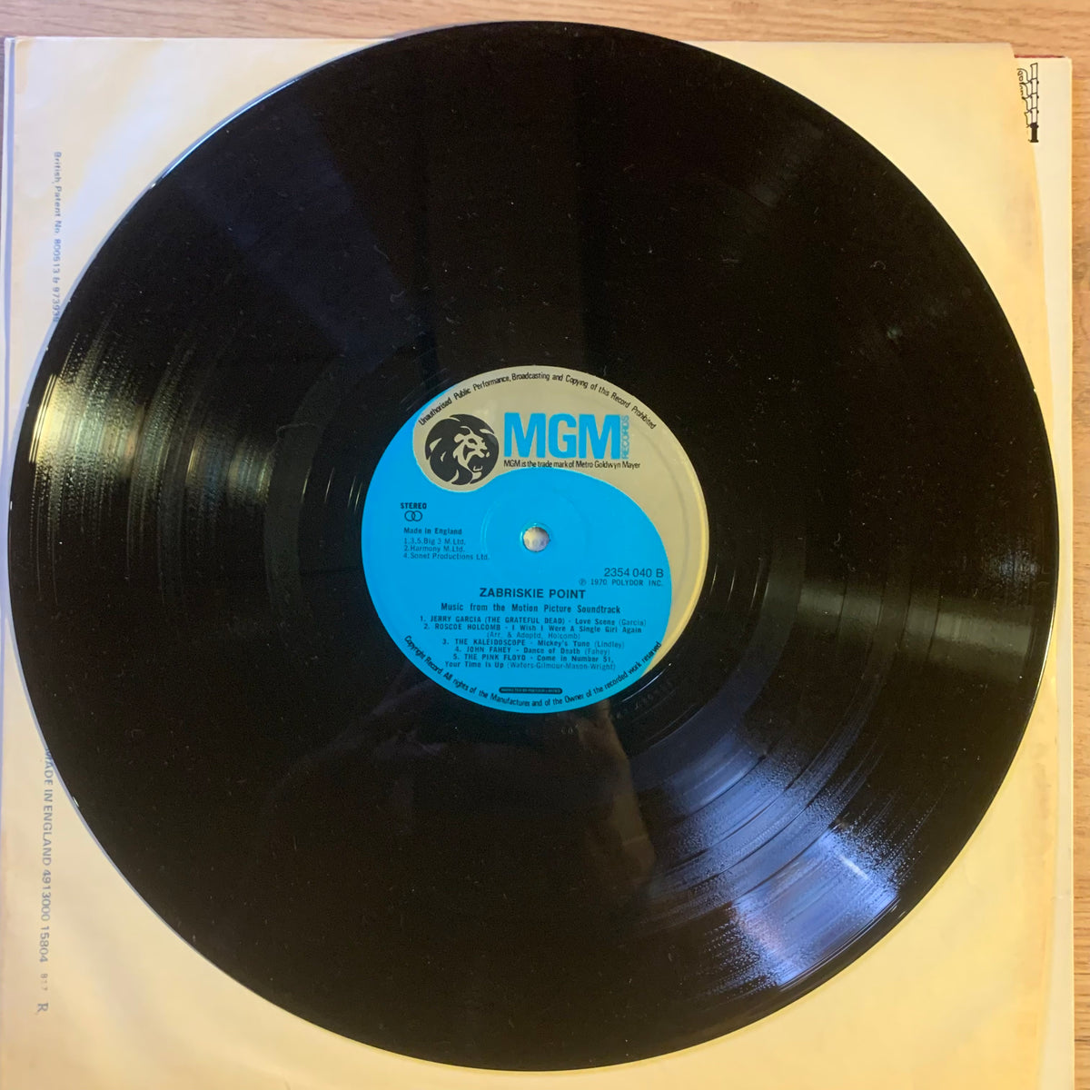 Zabriskie Point, disque MGM 2354 040