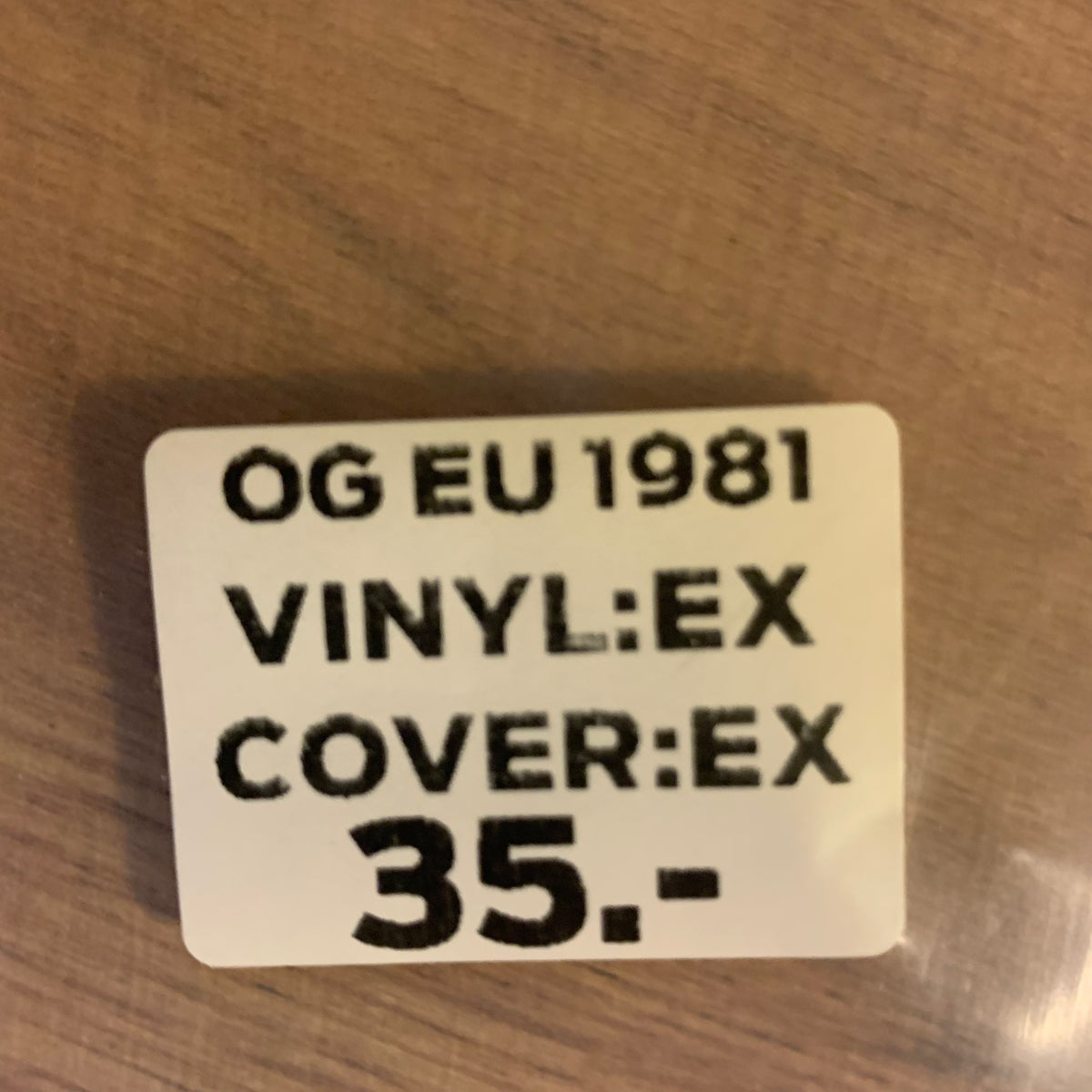 Étiquette d’état OG EU 1981 EX EX