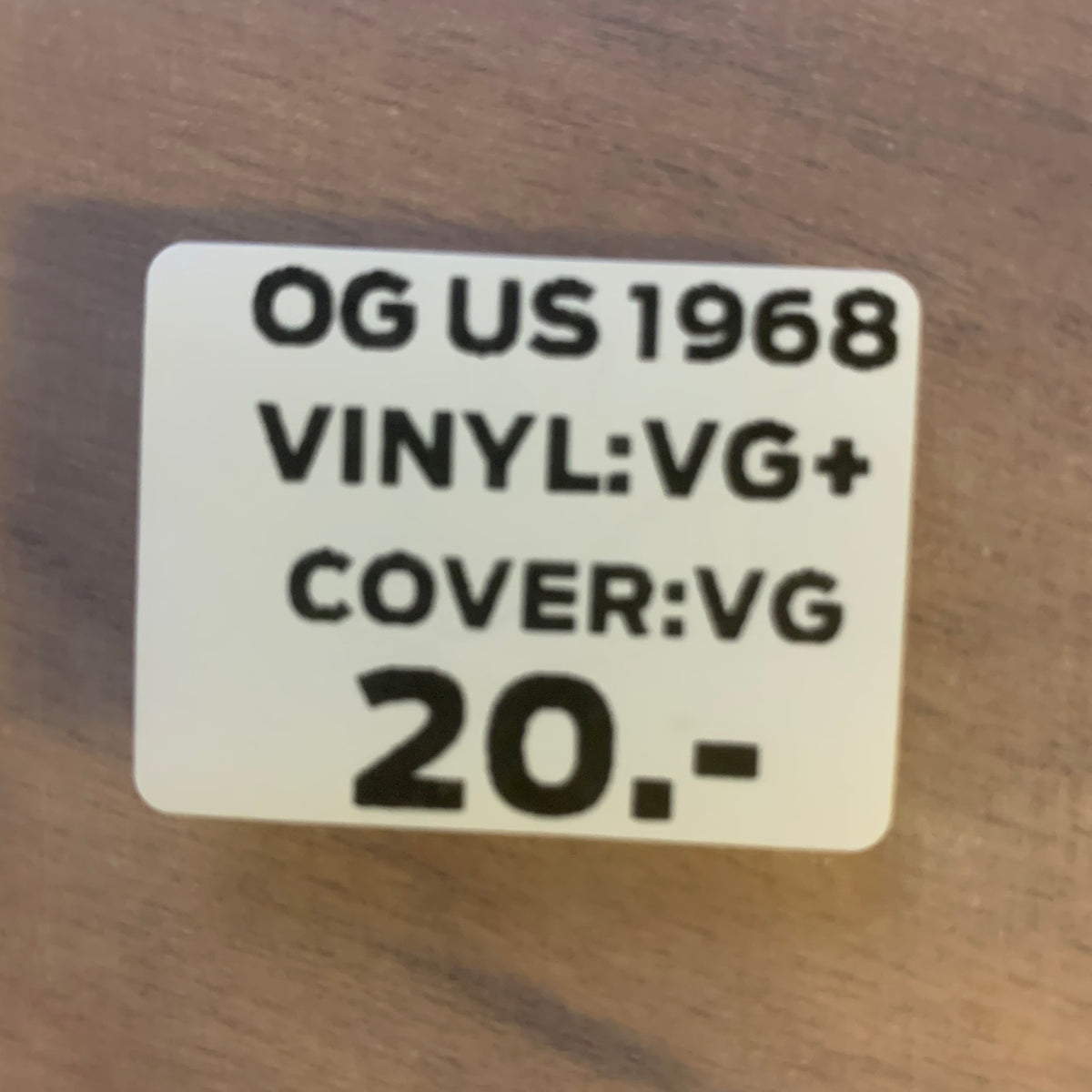 Étiquette état : OG US 1968, disque VG+, pochette VG, 20 CHF