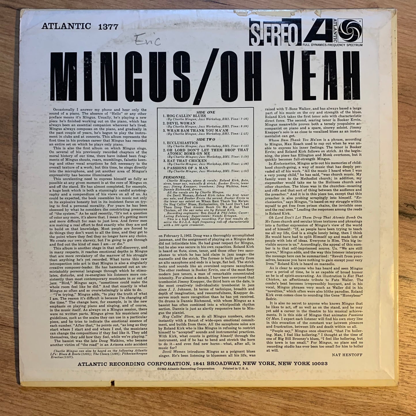 CHARLES MINGUS - OH YEAH...RE US 1969...VG+/VG+