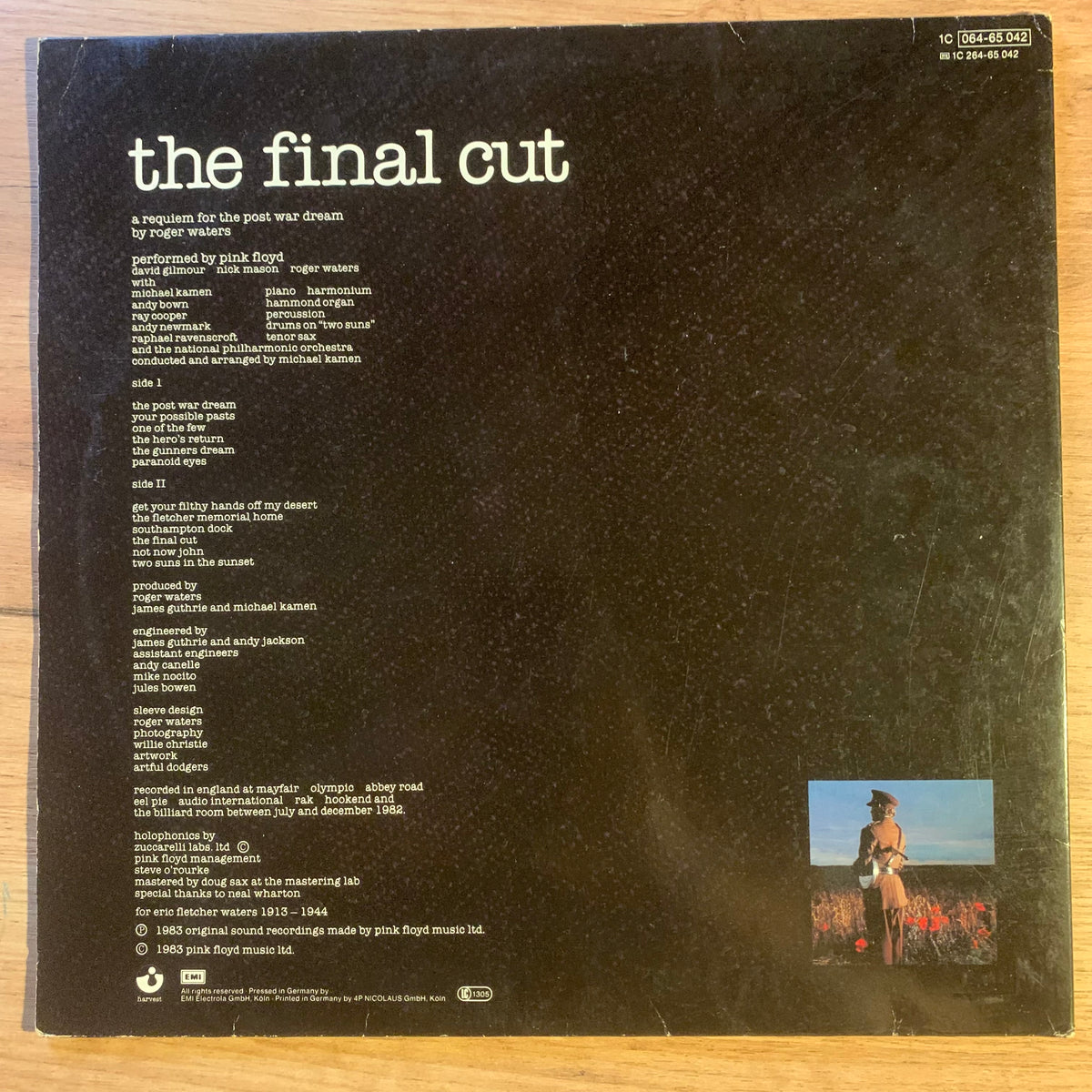 Pink Floyd The Final Cut pochette verso