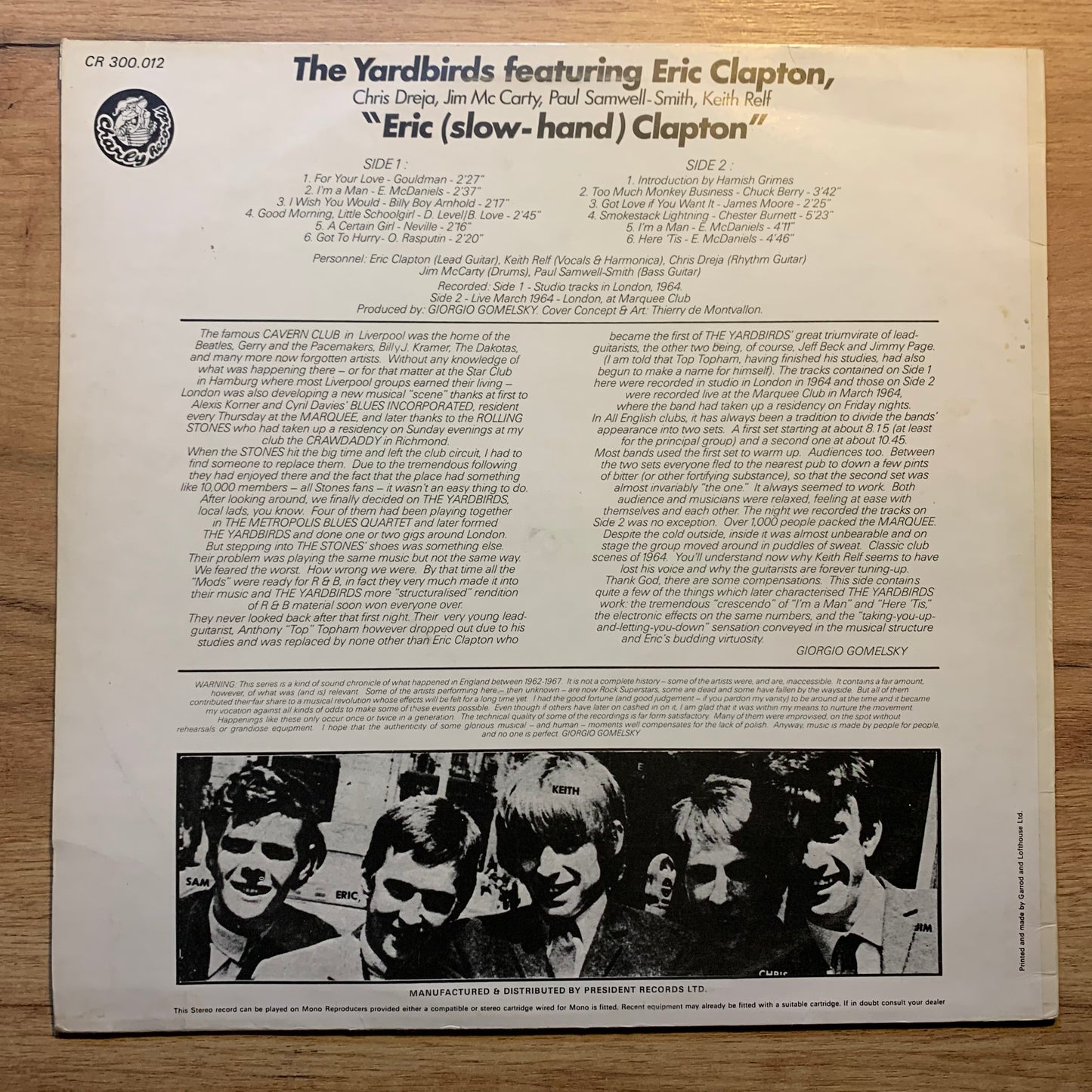 THE YARDBIRDS FEAT. ERIC CLAPTON - ERIC (SLOW-HAND) CLAPTON...OG UK 1975...VG+/VG+