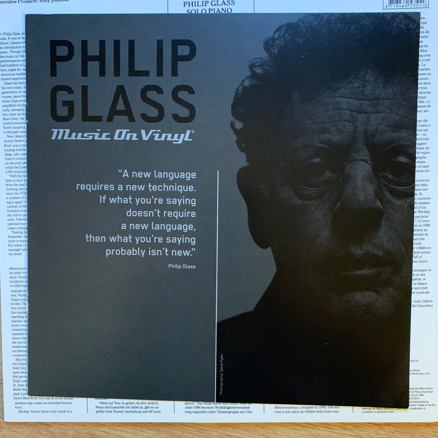 PHILIP GLASS - SOLO PIANO...RE EU 2014...EX/VG++