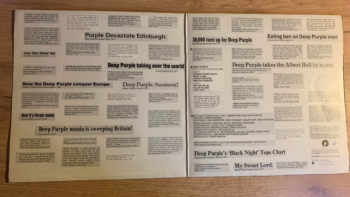 Deep Purple Who Do We Think We Are, intérieur de la pochette ouvrante